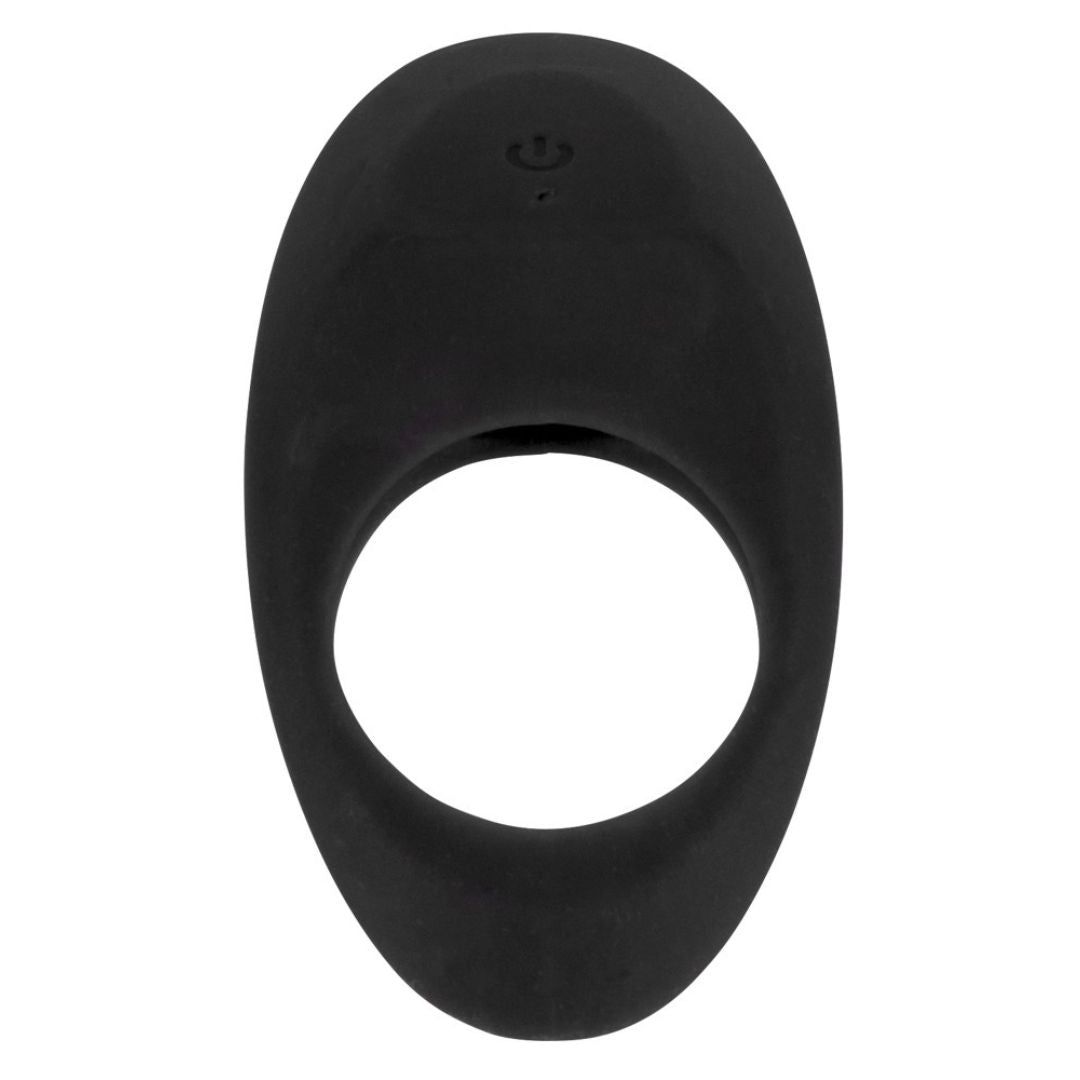 Schwarzer, ovaler Ring mit einer Öffnung. Oben befindet sich ein Power-Symbol.