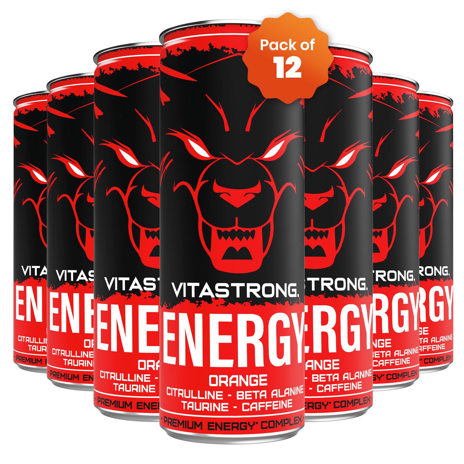 Vitastrong Energy Orange [12x BOX] - 330 ml, Energia Costante Senza Zuccheri per Mente e Corpo