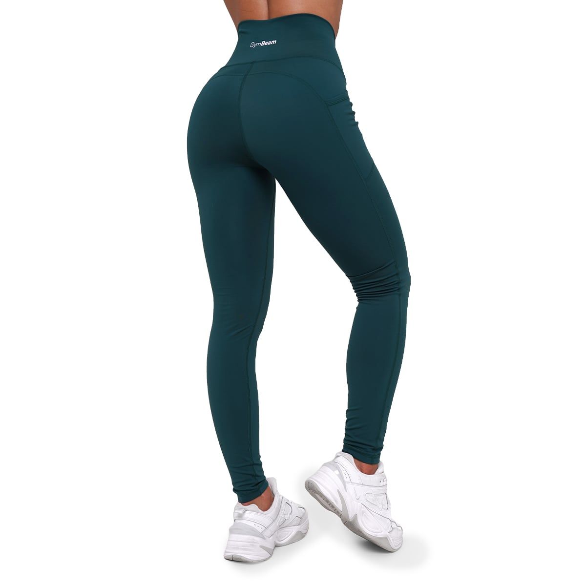 GymBeam Leggings Damen mit hoher Taille, Seitentaschen und Ignite Modell Dunkelgrün
