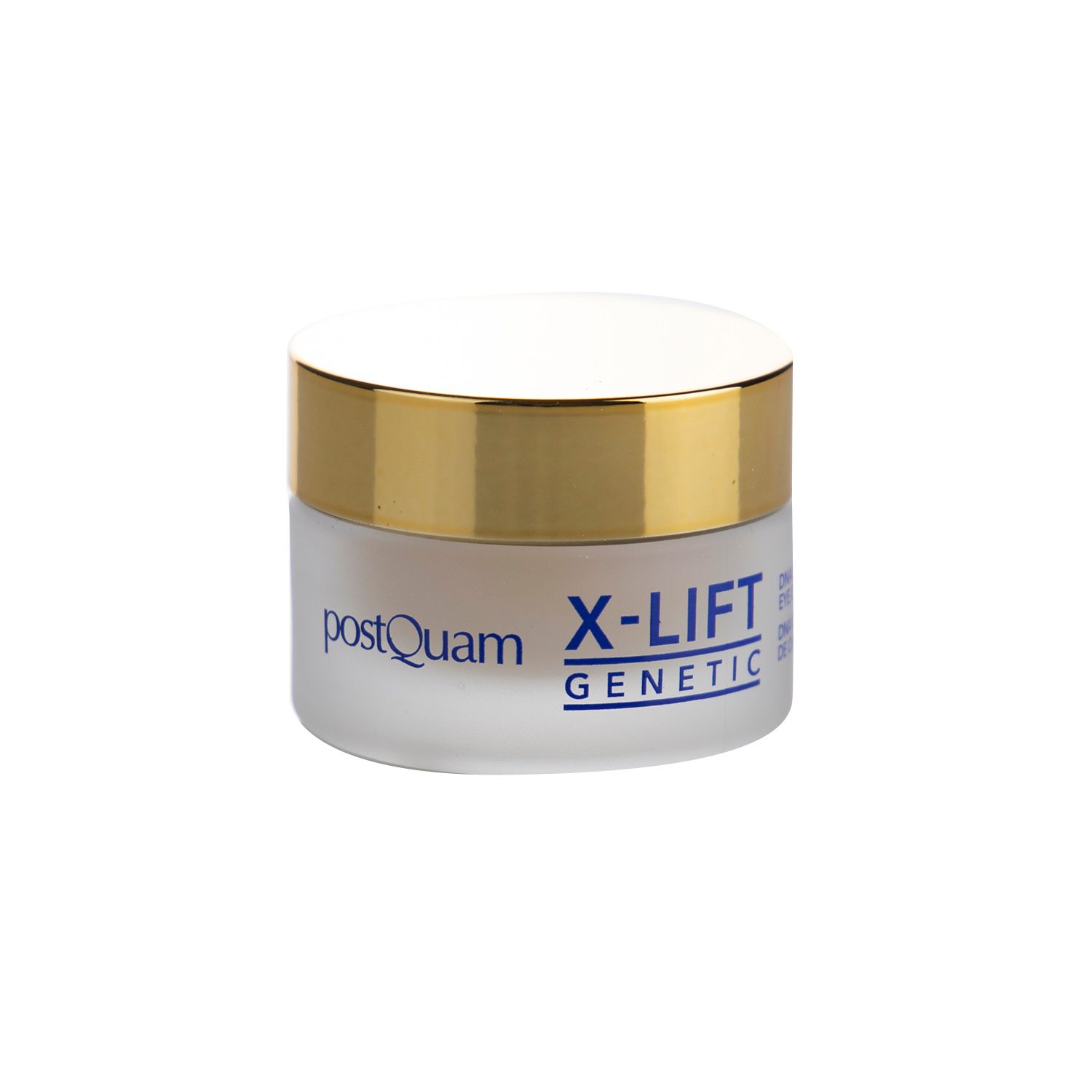 Creme-Glas mit goldfarbenem Deckel. Aufschrift: X-LIFT GENETIC, DNA Intensive Eye Contour.