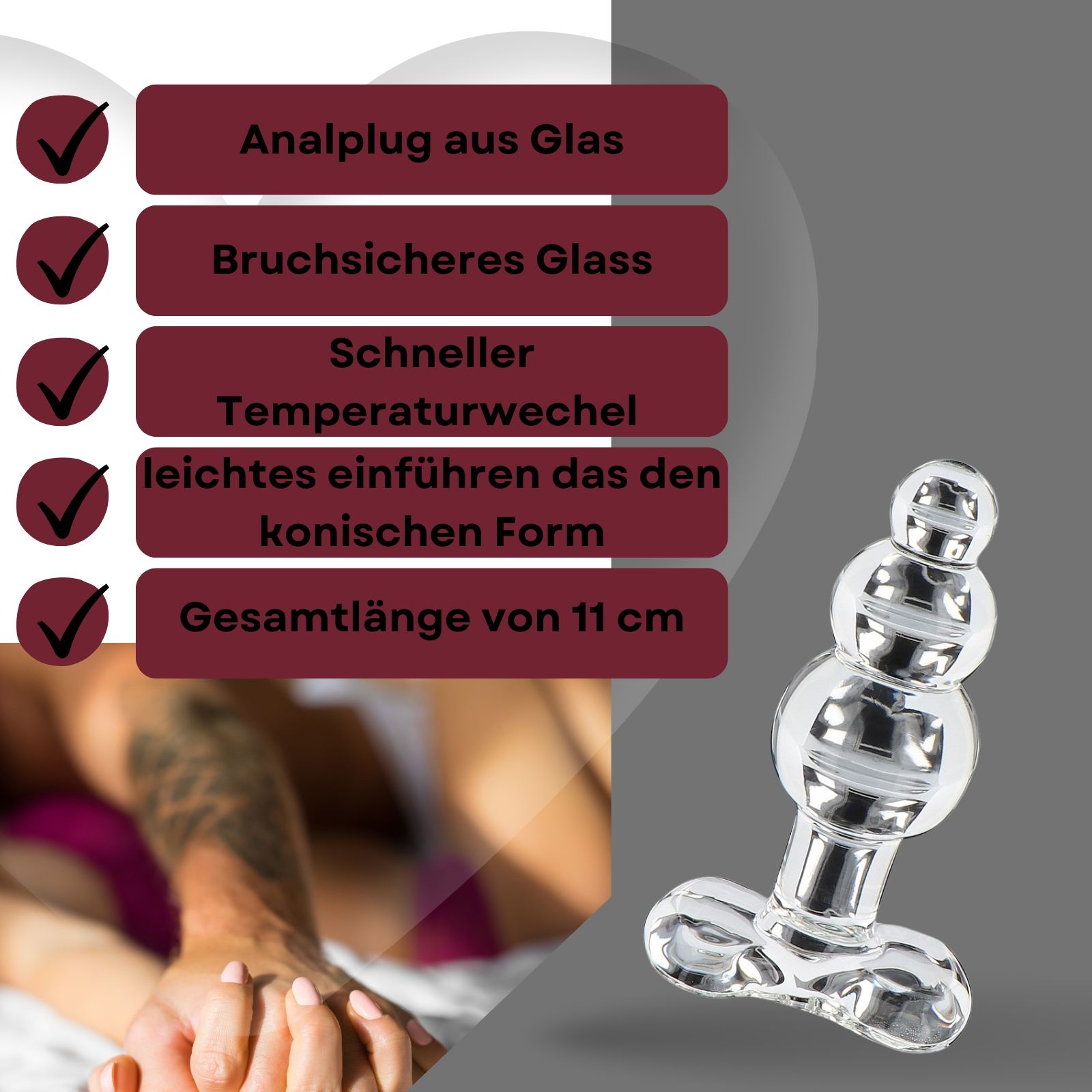 Lovelyness - Analplug aus Glass mit Rippen