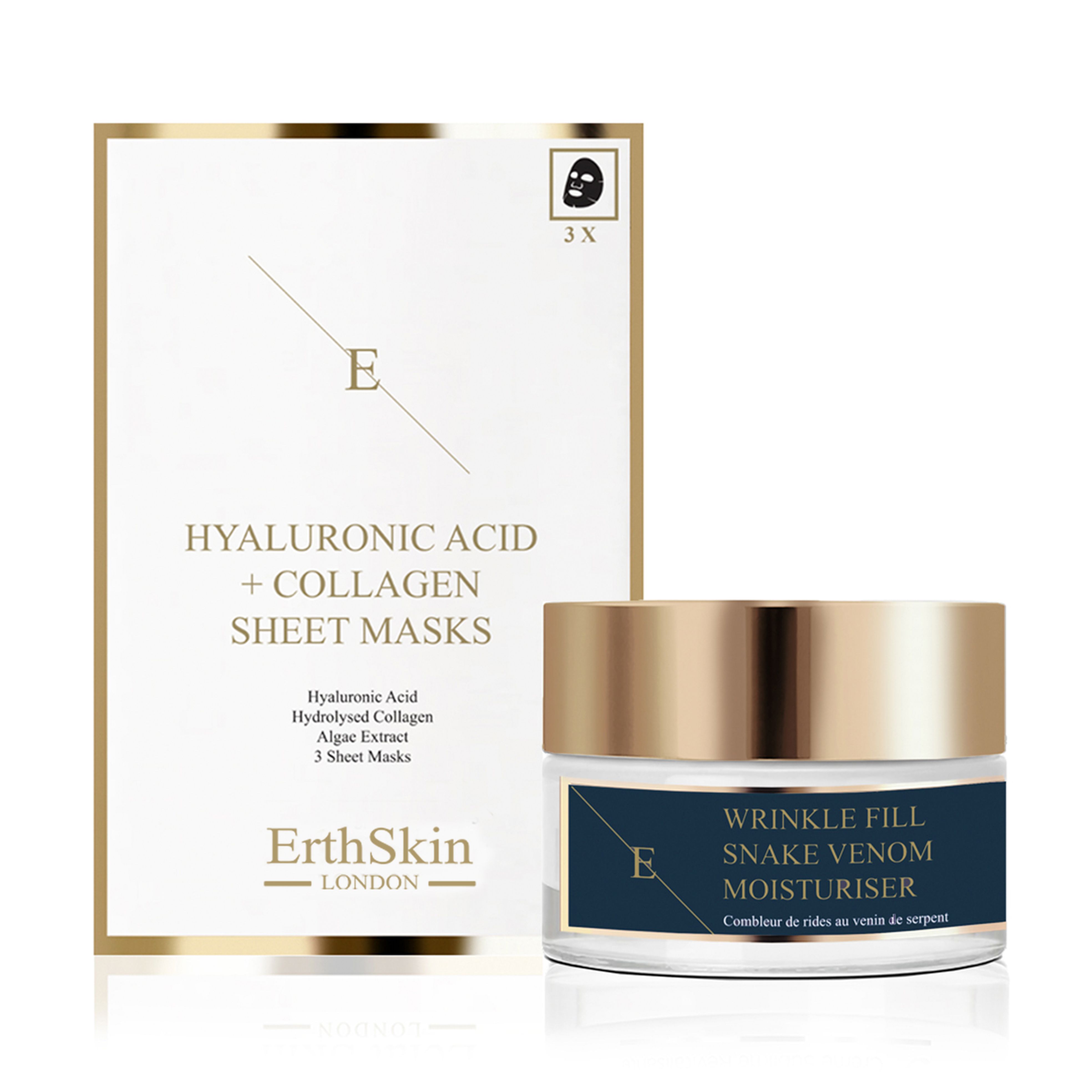 ErthSkin London Faltenauffüllende Schlangengift-Feuchtigkeitscreme + Kollagenmaske set