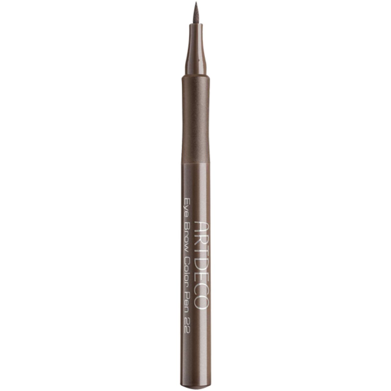 Brauner Augenbrauenstift. Aufschrift: ARTDECO Eye Brow Color Pen 22. Stift mit feiner Spitze.