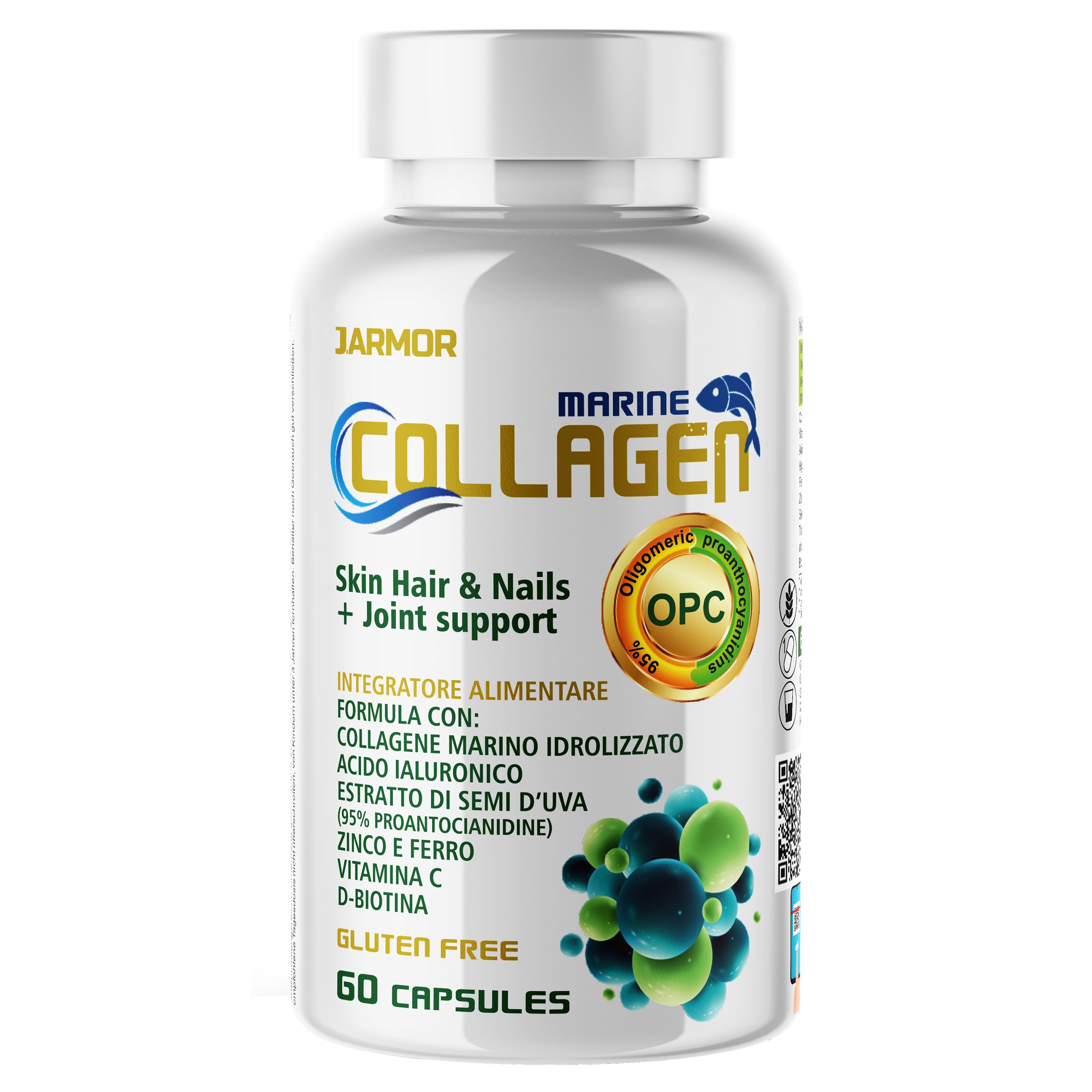 Collagene Marino e Acido Ialuronico 60 Capsule - Pelle, Articolazioni, Capelli