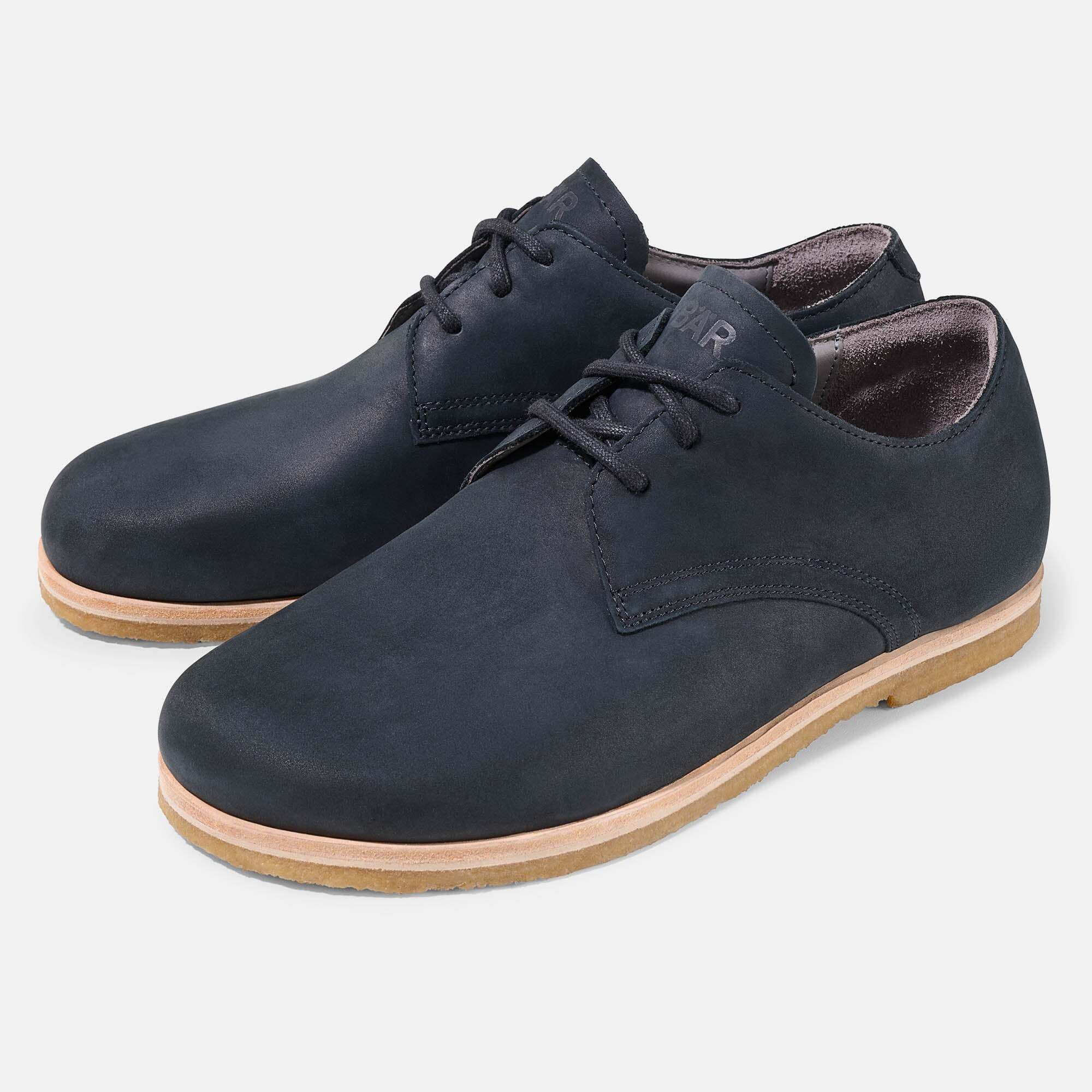 Dunkelblaue BÄR Schnürschuhe für Herren, Leder, breite Passform, mit Schnürung.