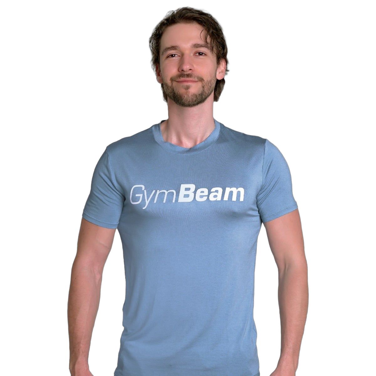 GymBeam T-Shirt Herren regular mit Kurzarm aus Viskose-Elastan-Mix in Blau 1 St