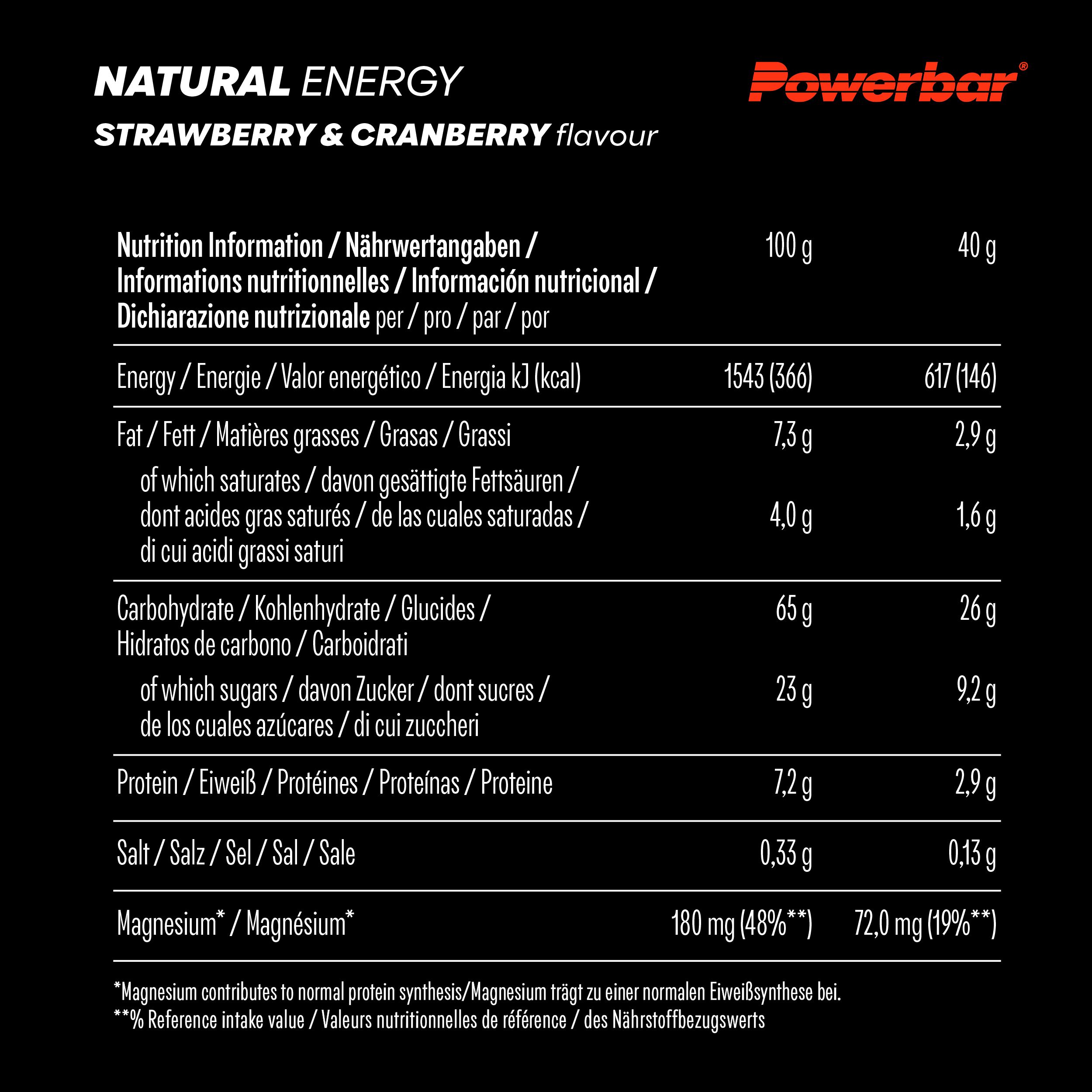 POWERBAR Natural Energy Strawberry Cranberry veganer Kohlenhydrat Riegel