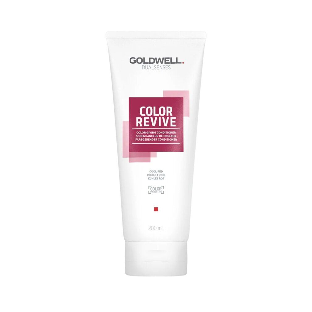 Weiße Tube mit Goldwell Dualsenses Color Revive. Aufschrift: COLOR REVIVE, Color-Giving Conditioner. 200 ml.