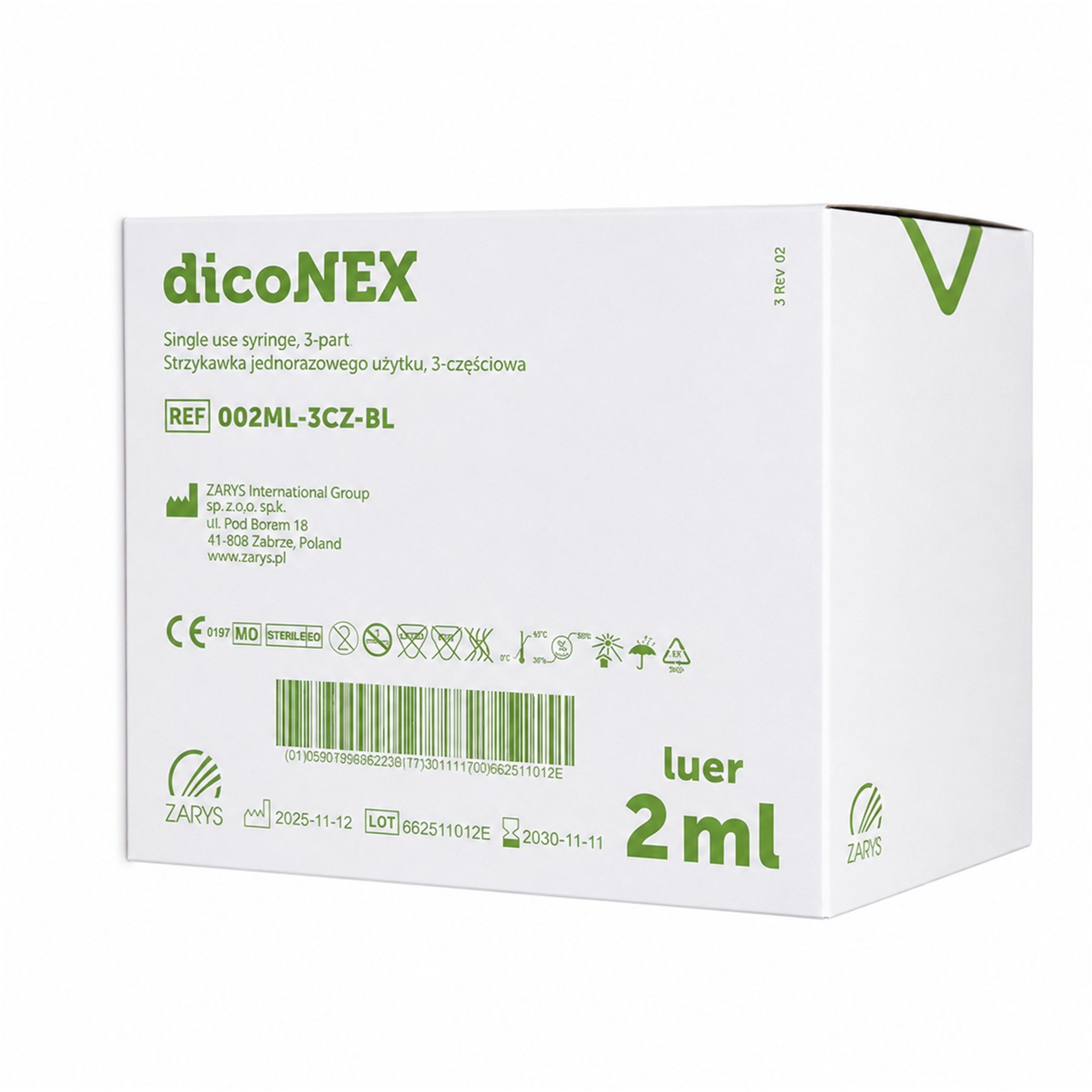 dicoNEX Einmalspritze 2 ml Luer-Slip steril 0,1 ml Skalierung