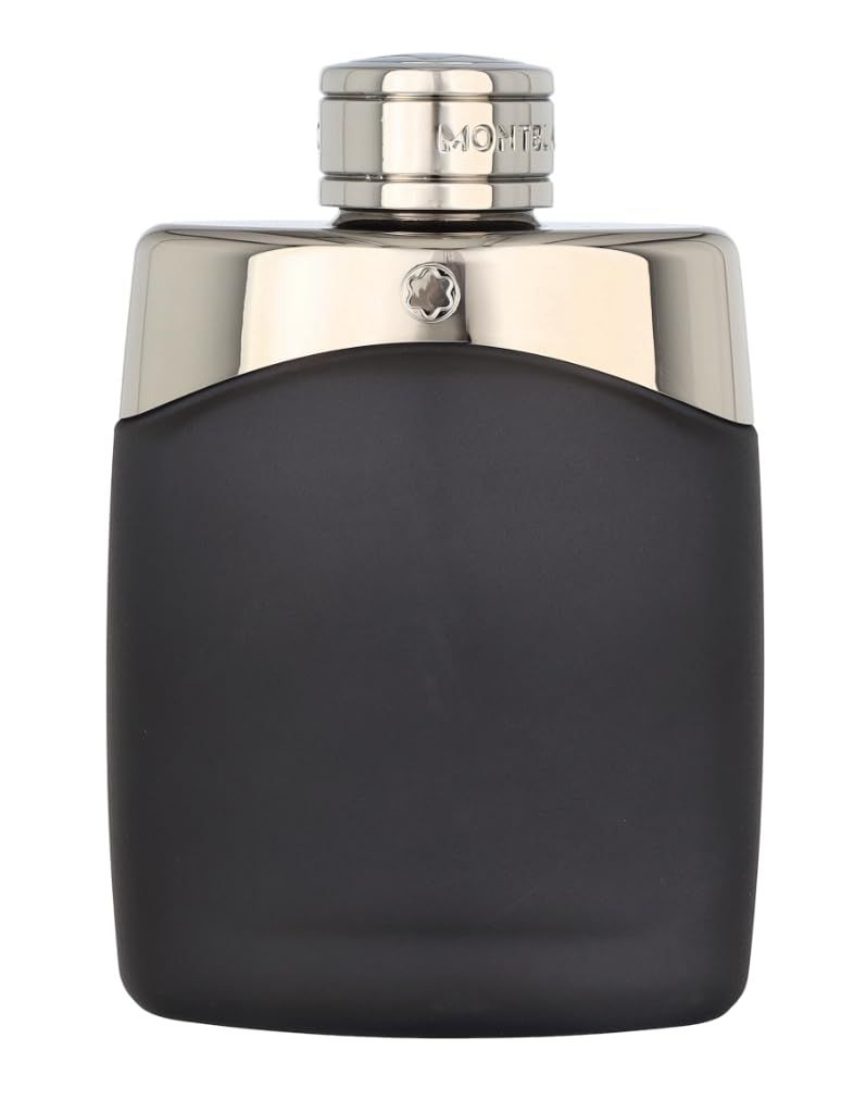 Montblanc Legend After Shave Lotion Flakon in mattem Schwarz mit silbernem Verschluss.