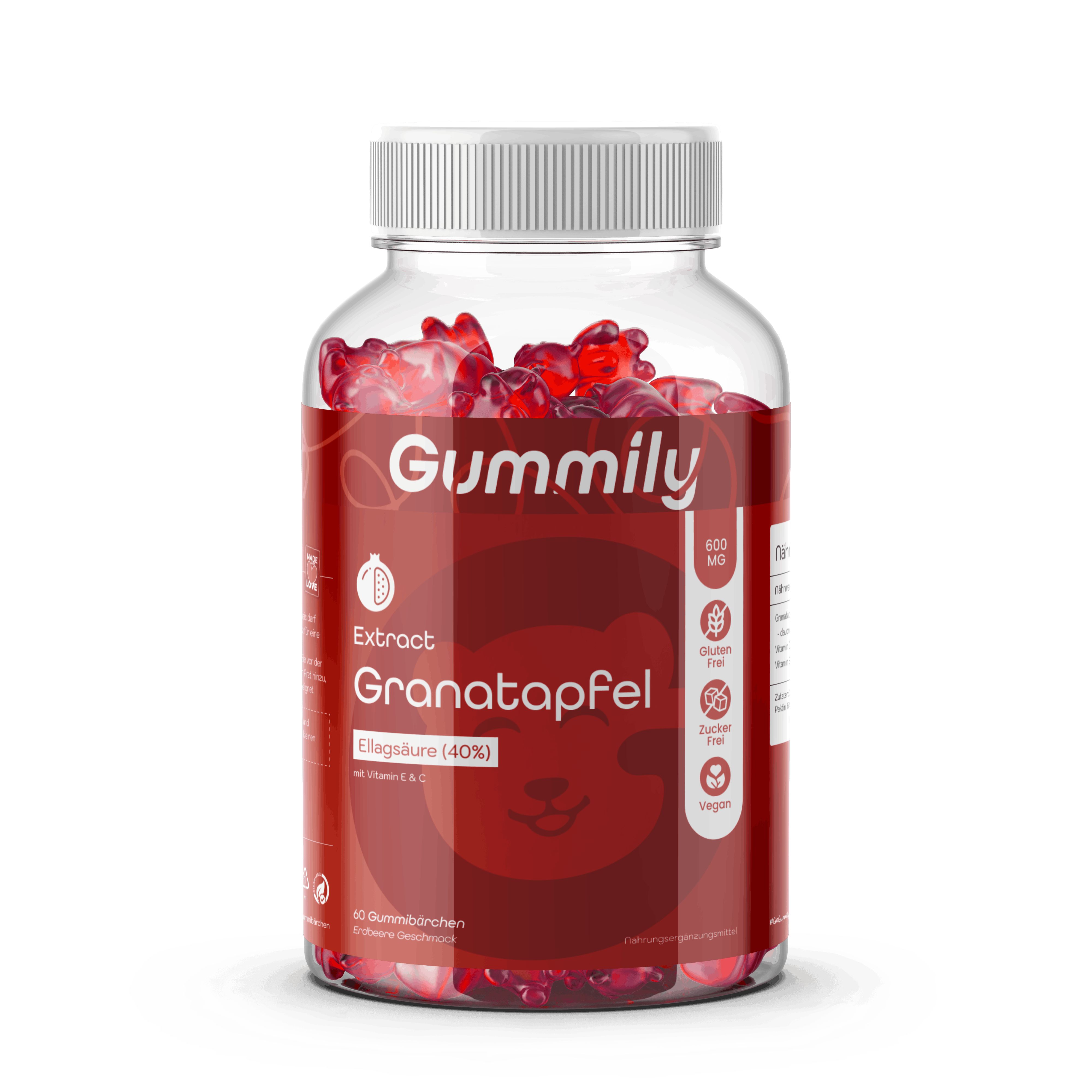 Gummily® Granatapfelextrakt Gummibärchen (Urolithin A Vorstufe ) - Granatapfel Kapseln alternativ 60 St