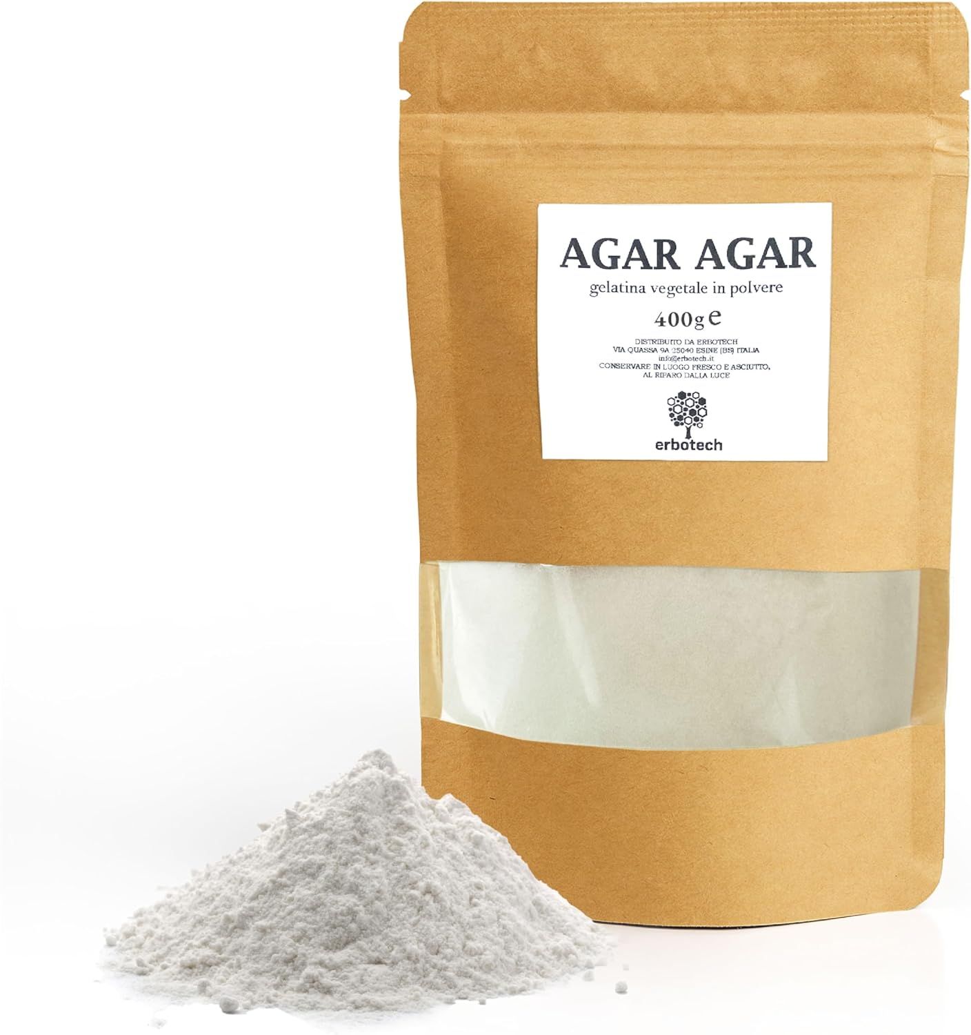 ERBOTECH Agar Agar, Gelatina Alimentare in Polvere
