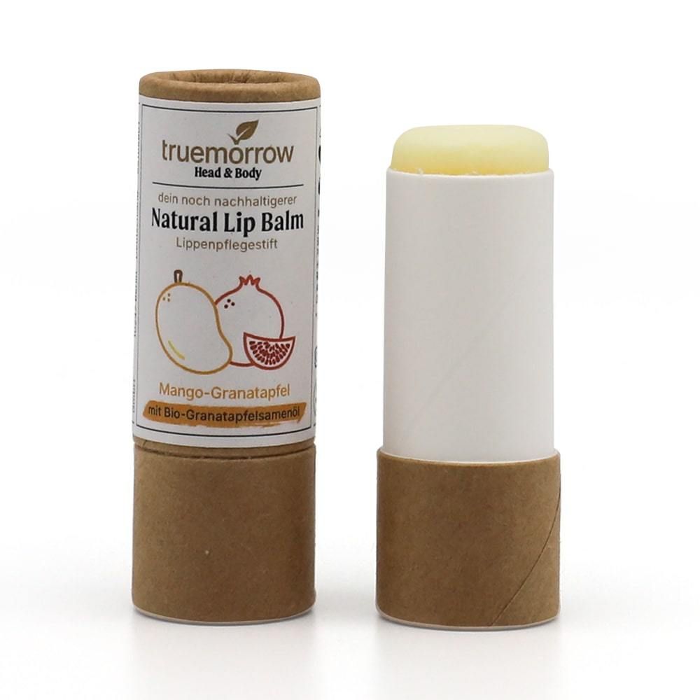 truemorrow Natural Lip Balm - Natürlicher Lippenpflegestift in Papierhülse Mango-Granatapfel