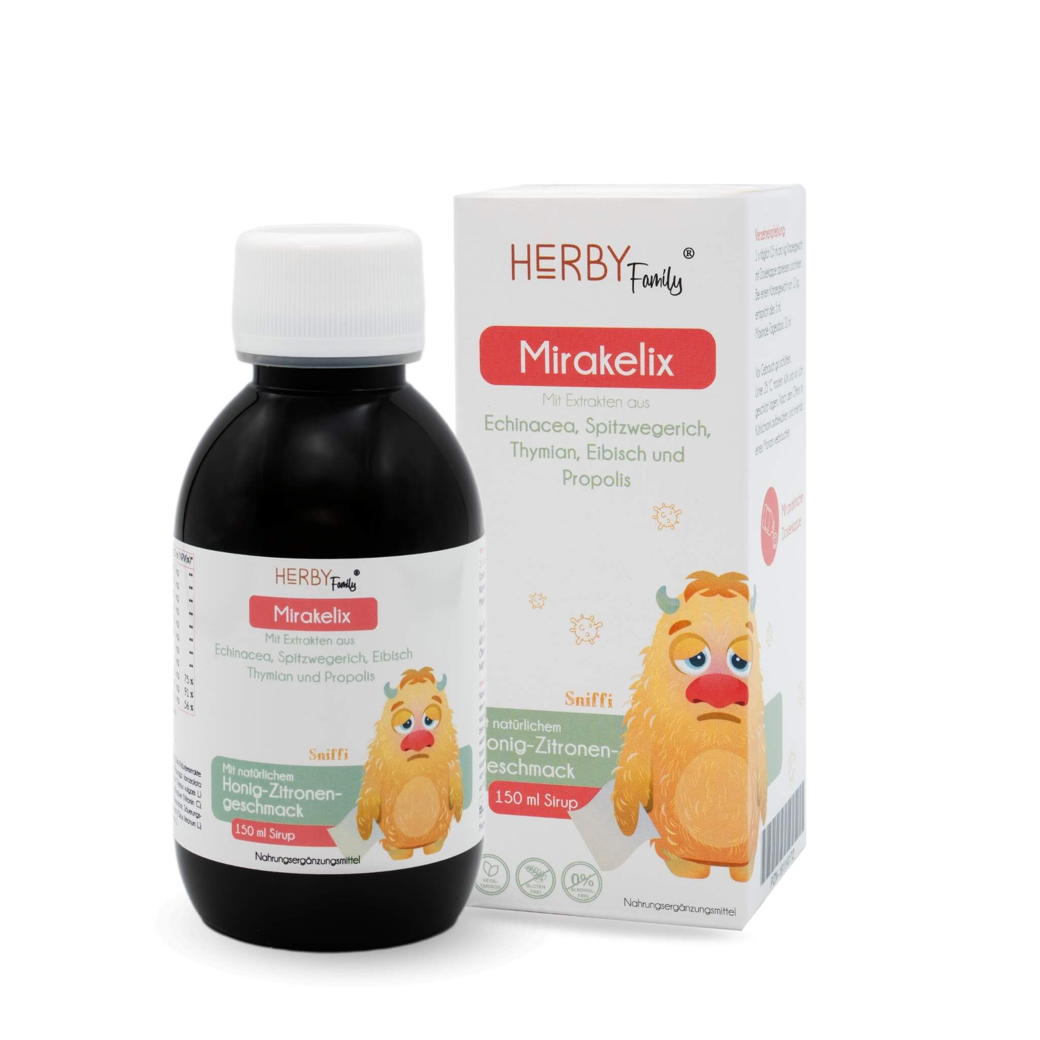 Herby Family® Mirakelix Sirup für Kinder - wohltuend in Erkältungsphasen