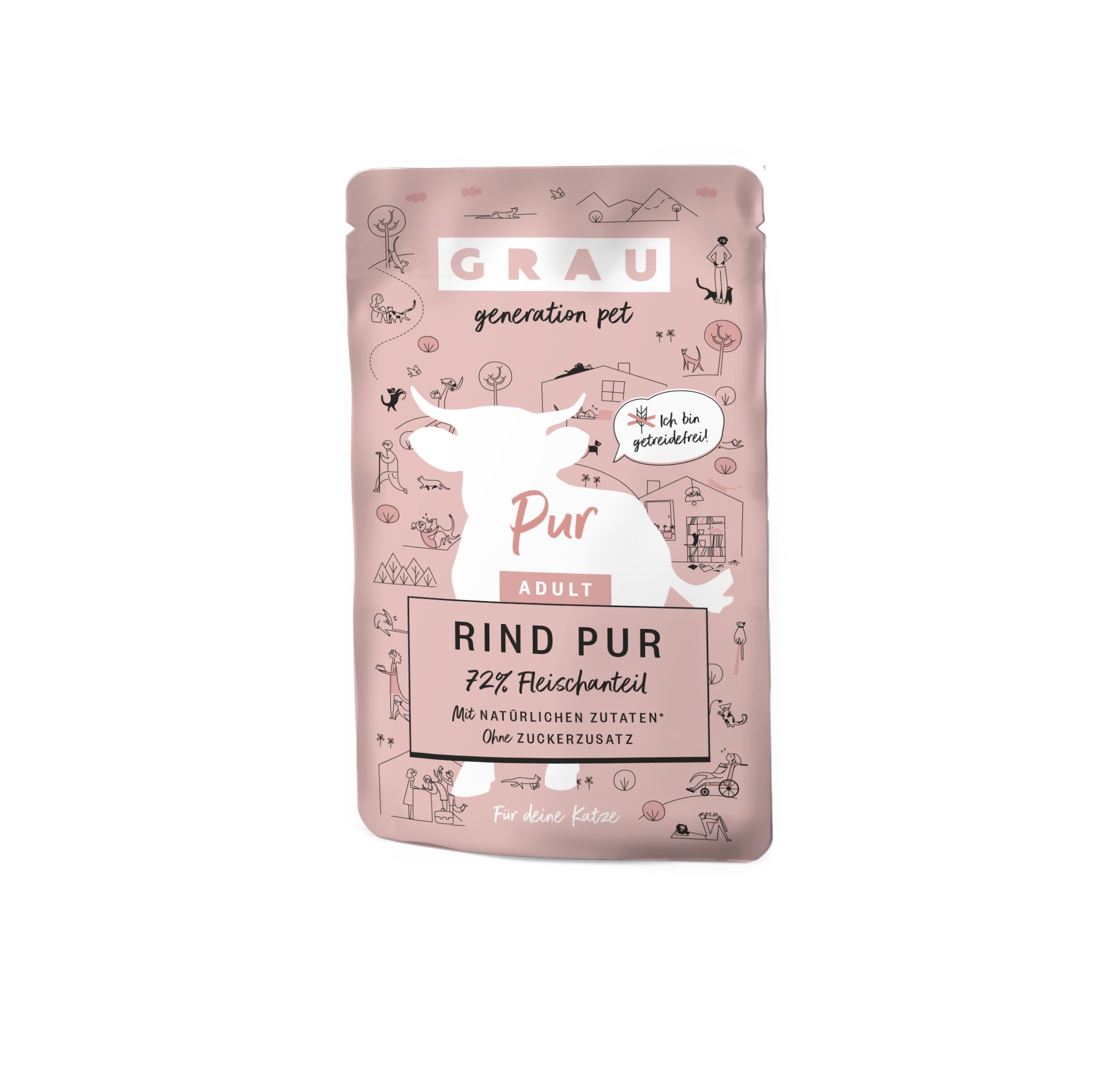 Grau Katze Rind pur 16x125 g Futter