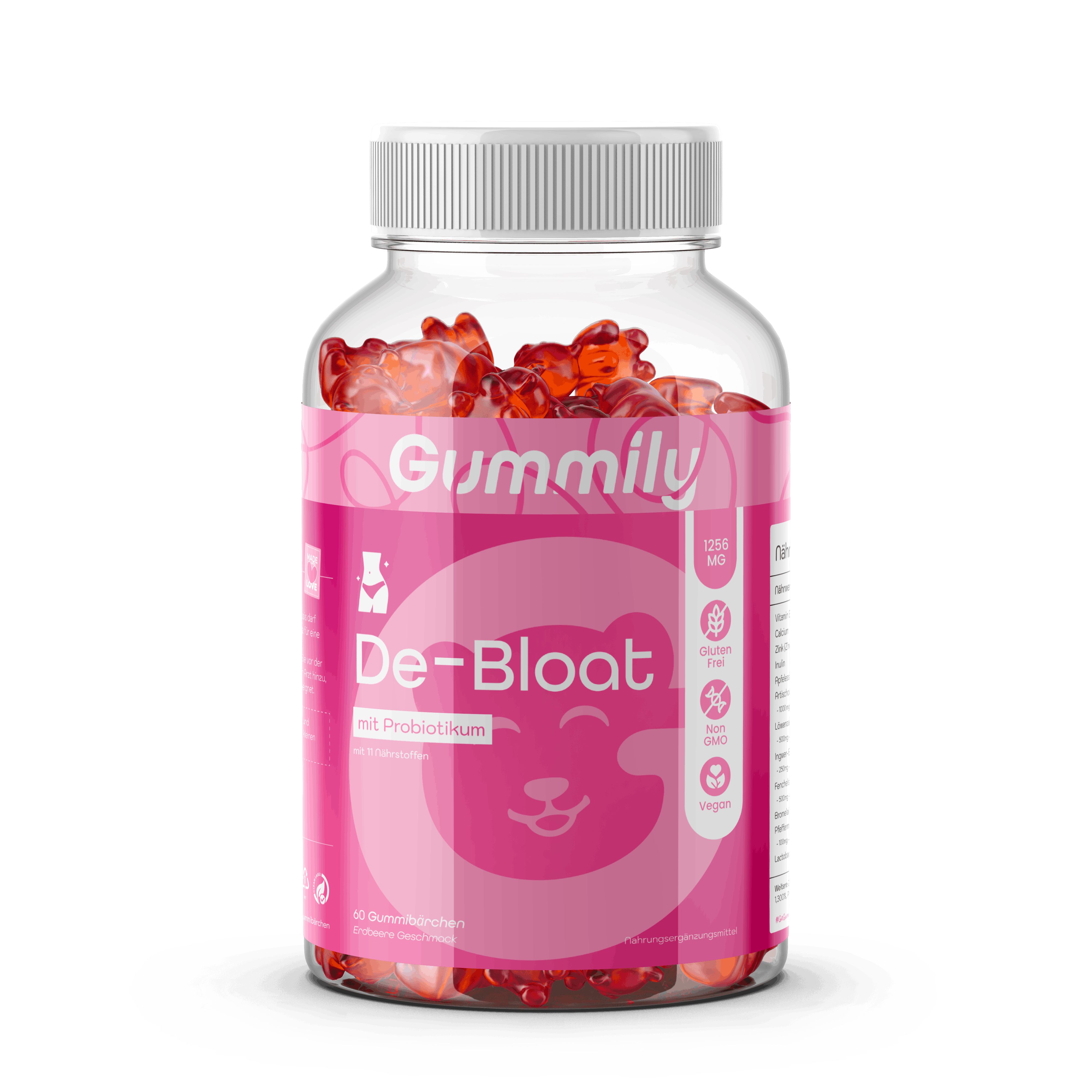 Gummily® De-Bloat Gummibärchen - 1 Monats-Vorrat Laborgeprüft Happy Gut Fruchtgummis 60 St