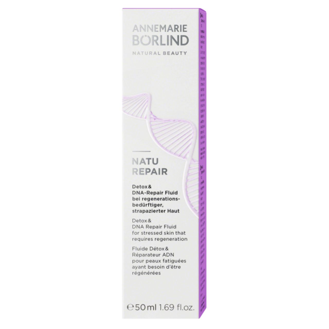 ANNEMARIE BÖRLIND Flasche. NATU REPAIR Detox & DNA-Repair Fluid. Silberner Deckel. 50 ml.