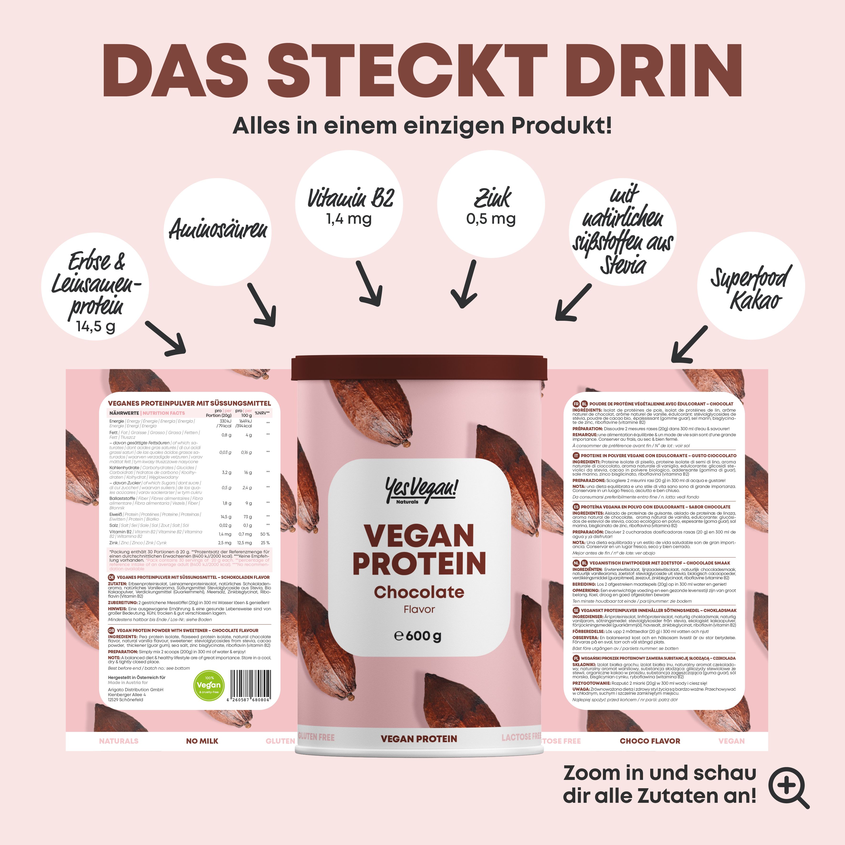 Yes Vegan® Proteinpulver Schokolade