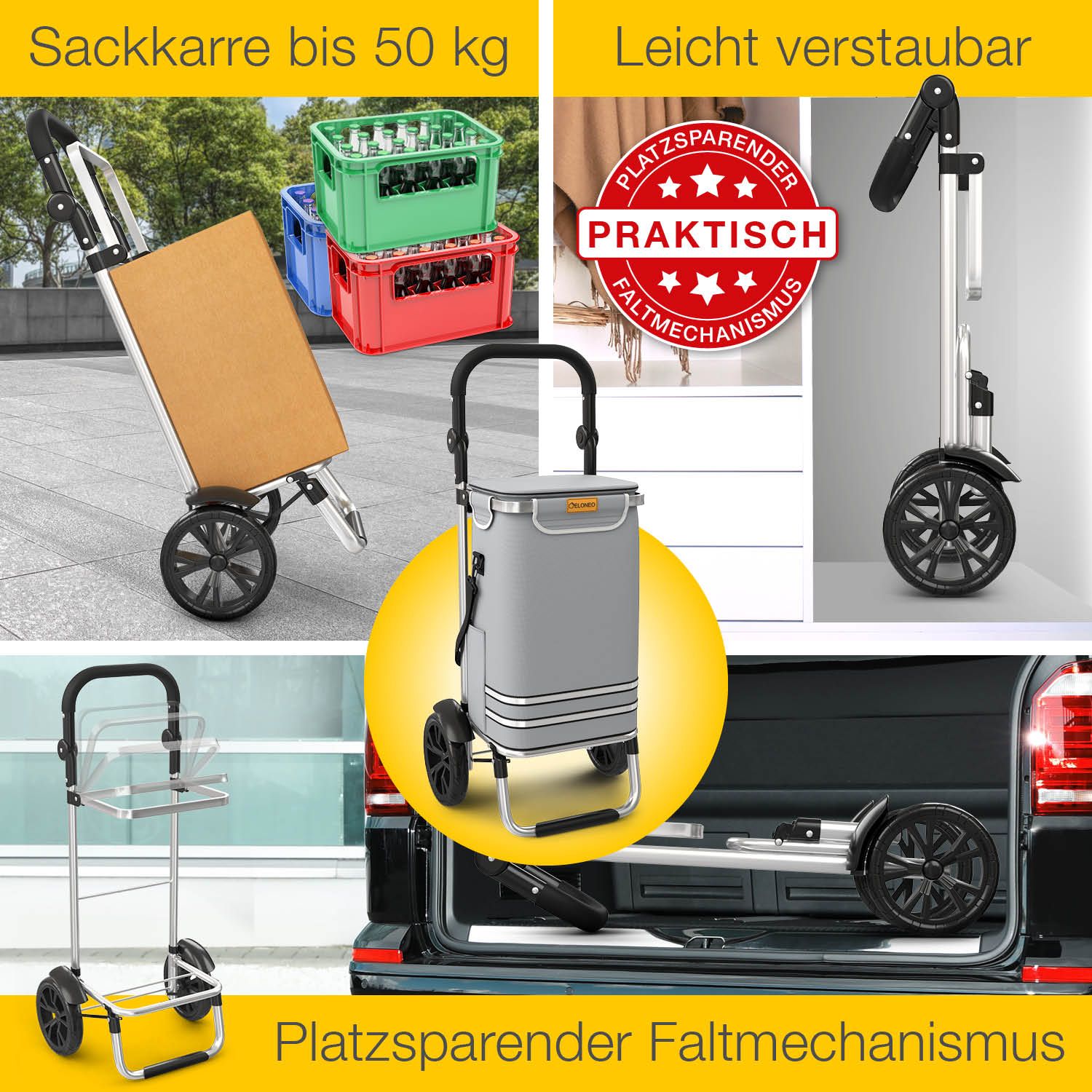 ELONEO Einkaufstrolley - 3 in 1