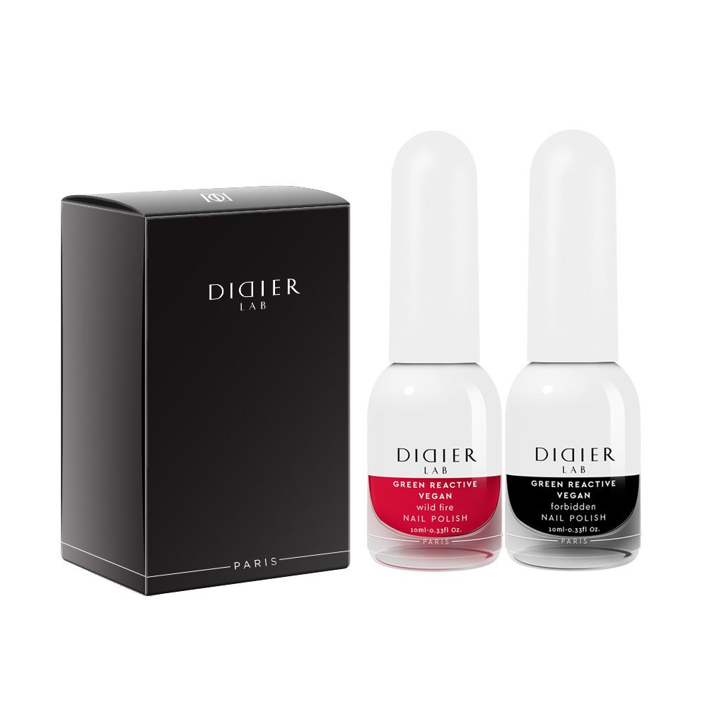 Didier Lab Nagellack-Set mit zwei Flaschen in Rot und Schwarz.