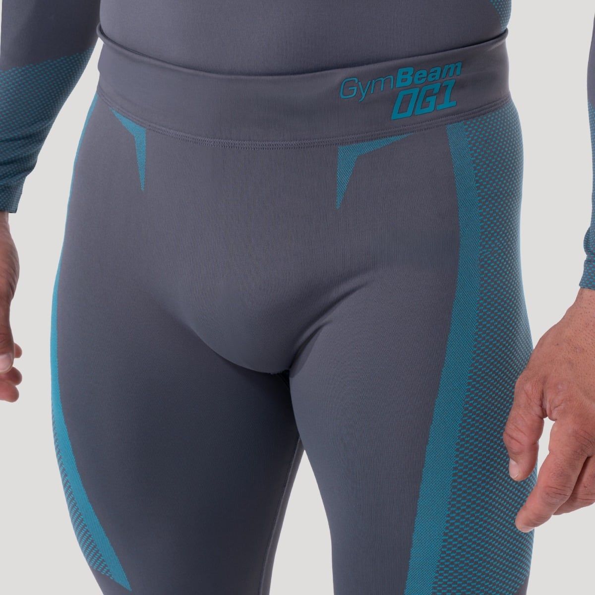 GymBeam OG1 Seamless Leggings Herren Slim Grey/Blue ohne Taschen