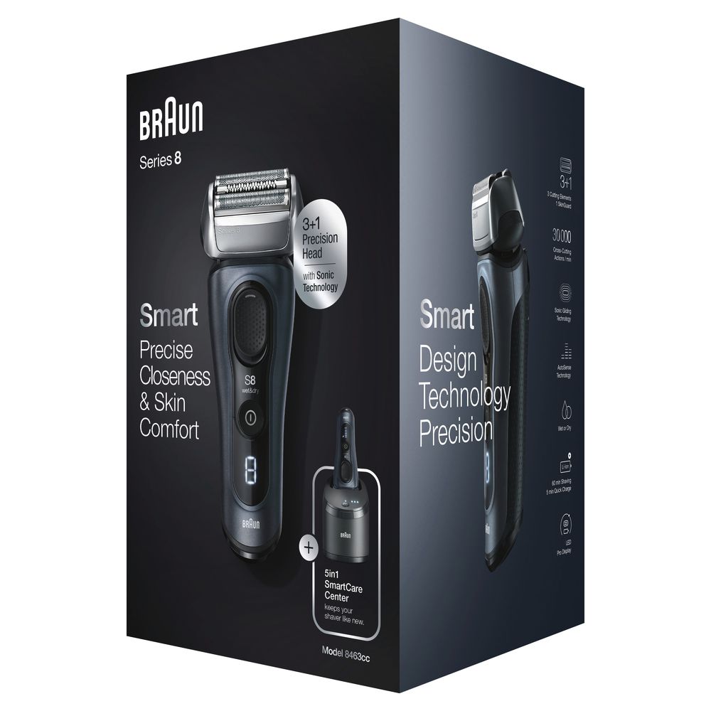 Braun - Elektrischer Rasierer "Series 8 - 8463cc System wet&dry" in Fjord grau