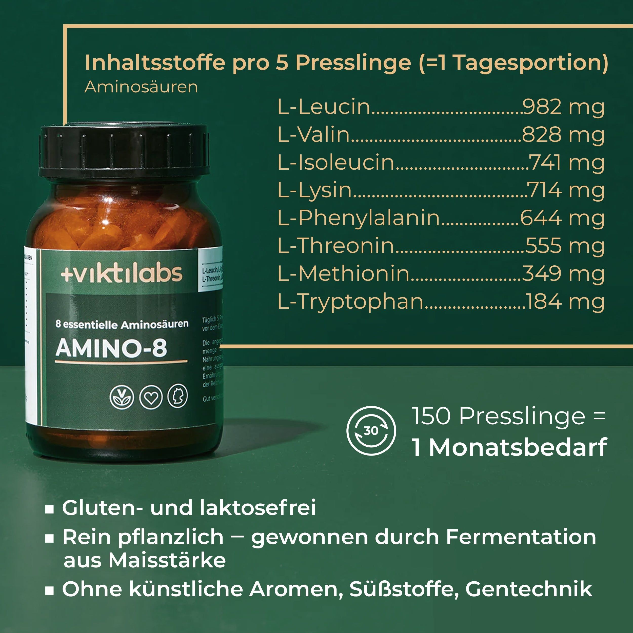 Viktilabs Amino 8: Perfekte Kombination aller essentiellen Aminosäuren nach Prof. Dr. Lucà-Moretti