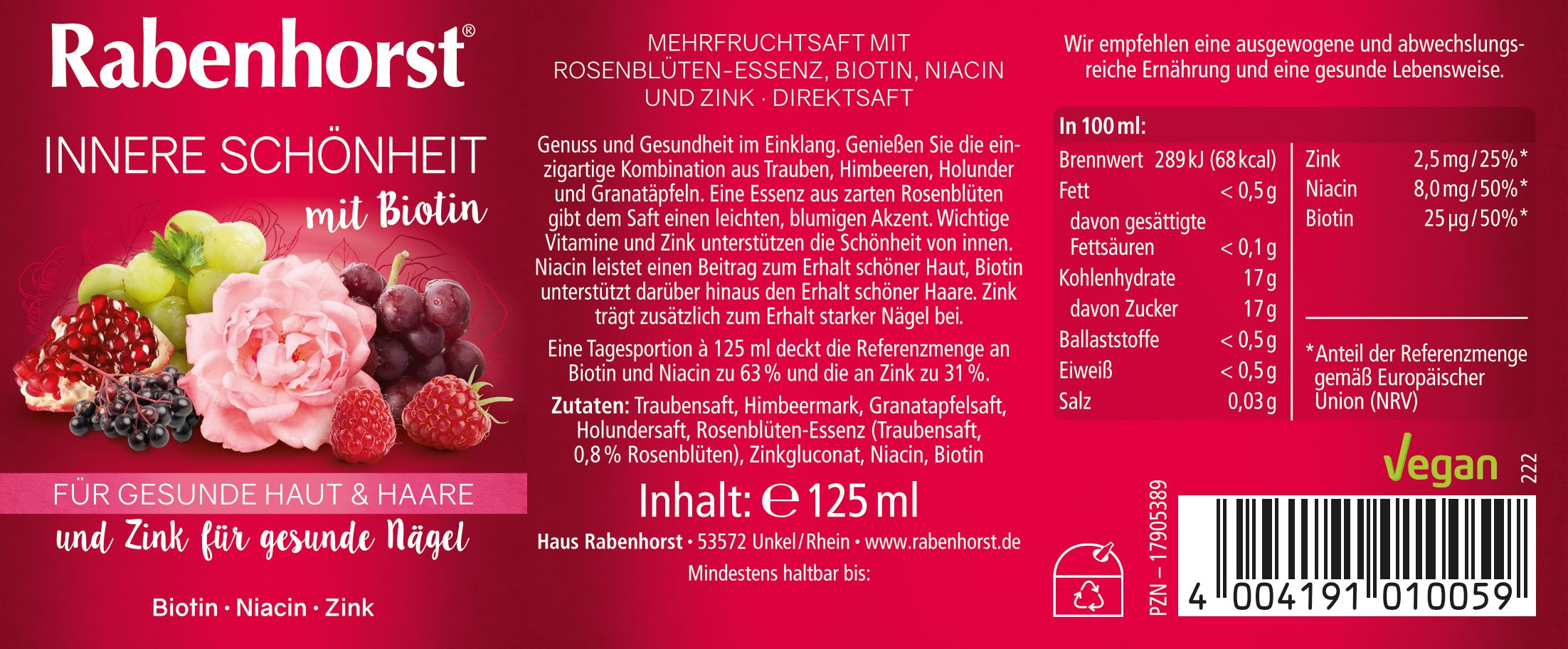 Rabenhorst Innere Schönheit mit Biotin Mini 24x125 ml Saft