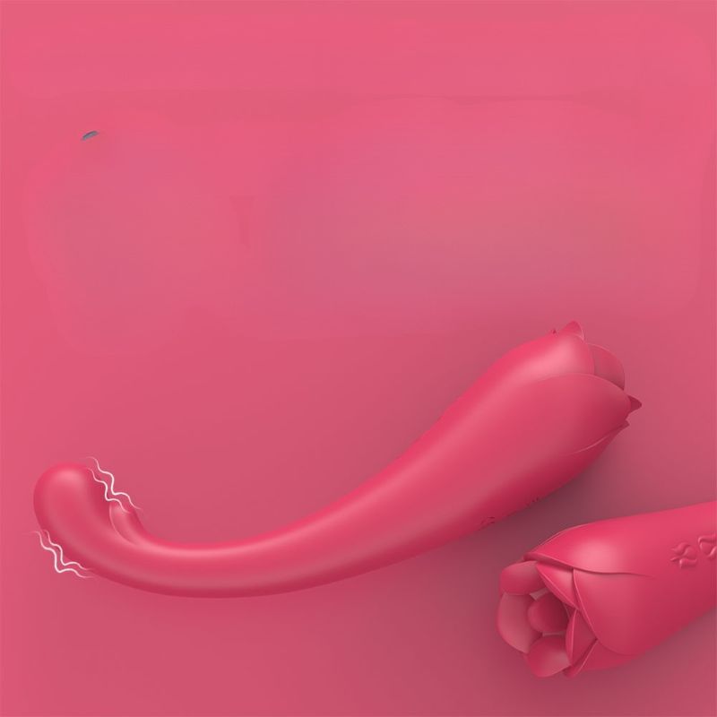 Rosa Vibrator auf rosa Hintergrund, mit Detailansichten.