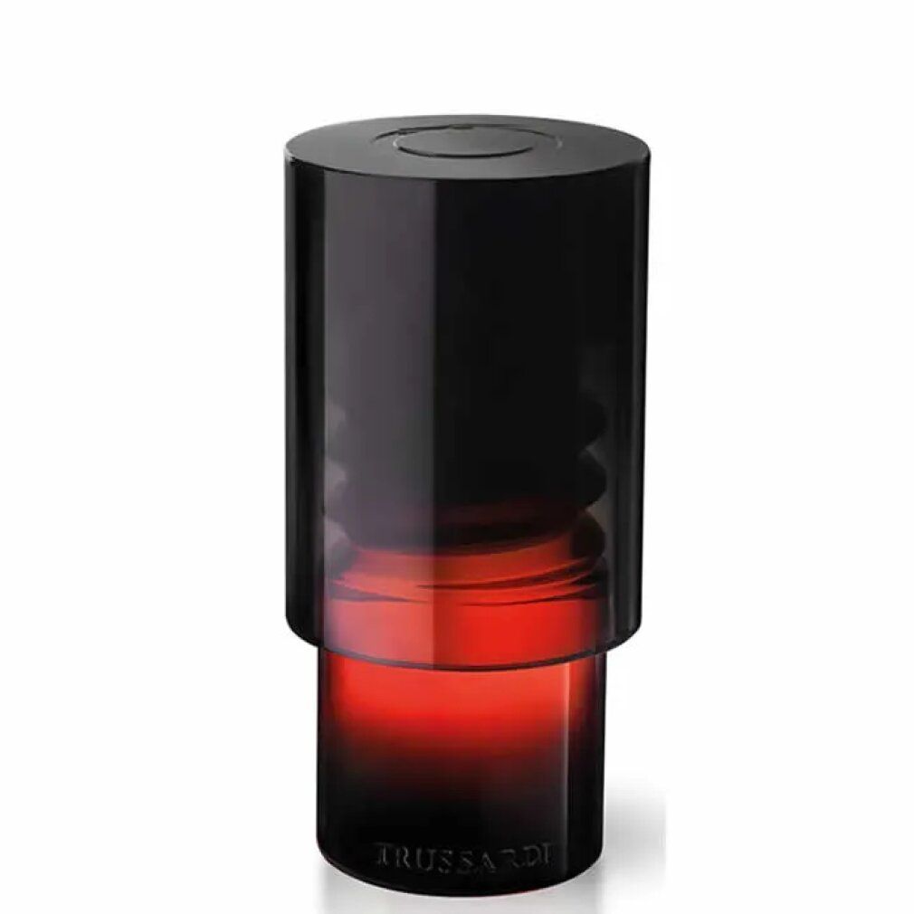 Schwarzer Flakon mit rotem Farbverlauf. Unten steht "TRUSSARDI".