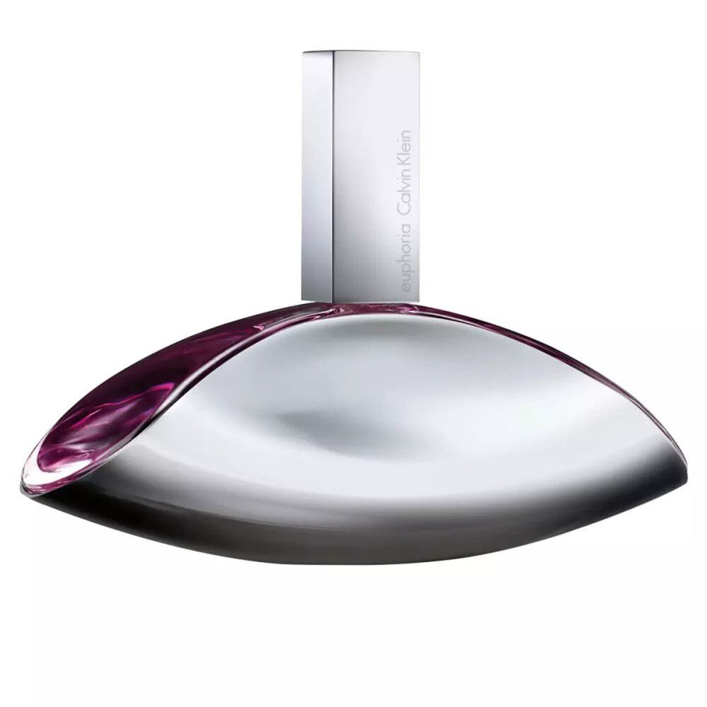 Silberfarbener Parfümflakon mit violettem Inhalt und silbernem Deckel.