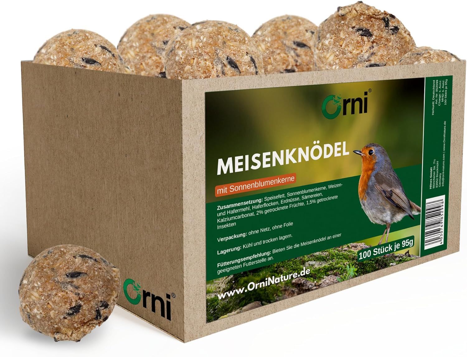 Orni Meisenknödel ohne Netz mit Sonnenblumenkerne - energiereicher Ganzjahresknödel