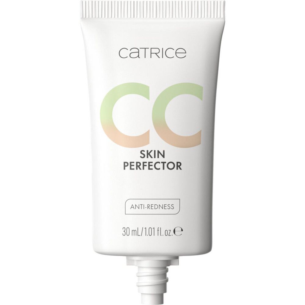 Tube mit CC Skin Perfector. Marke Catrice. Text: CC Skin Perfector, Anti-Rötung. Volumen: 30 ml.