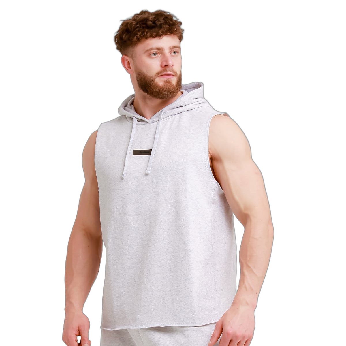 GymBeam Weste Herren Regular Fit ärmellos mit Kapuze in Grau 1 St