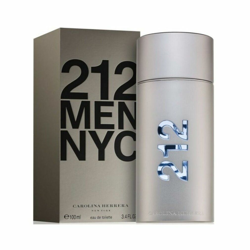Flakon und Schachtel. Aufschrift "212 MEN NYC" und "Carolina Herrera".