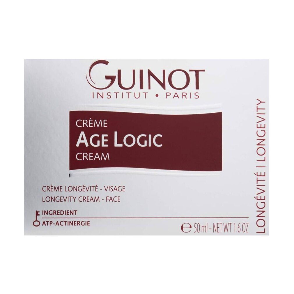 Schachtel mit Aufschrift: Guinot, Crème Age Logic. 50 ml. Creme für Gesicht.