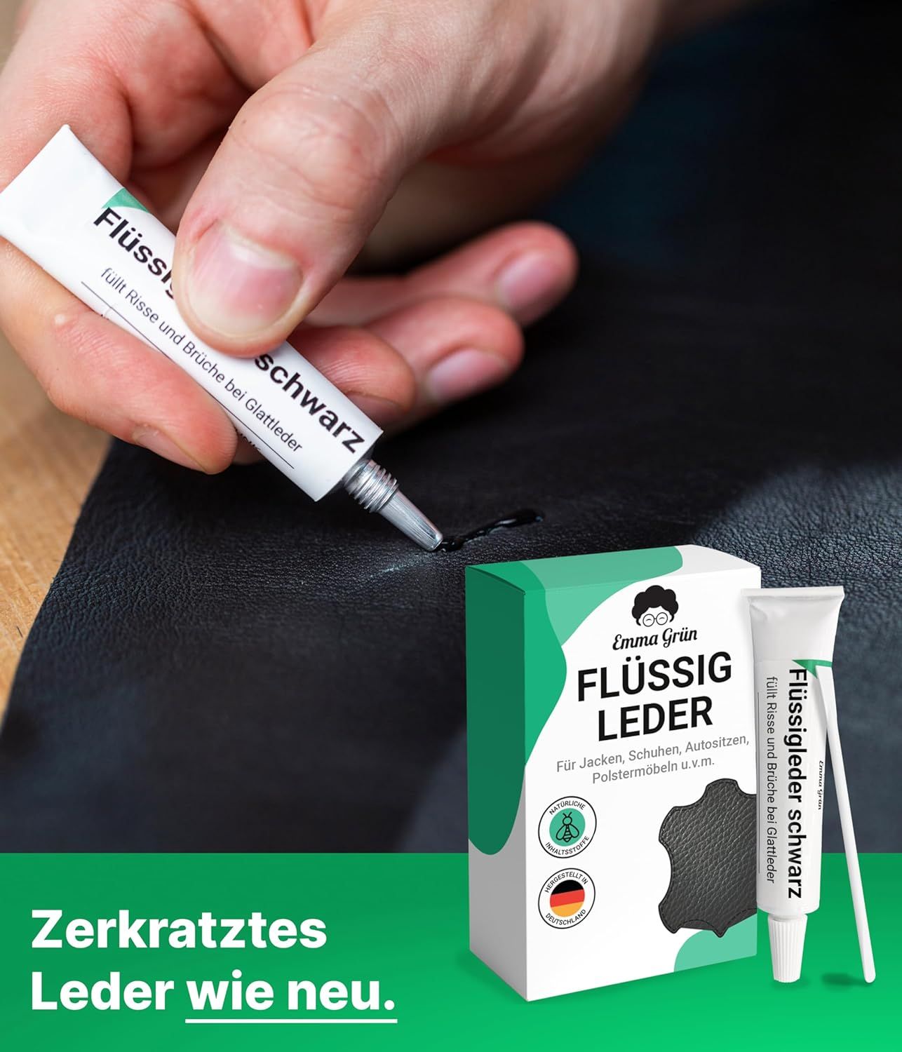 Emma Grün® Flüssigleder Reparatur Set schwarz