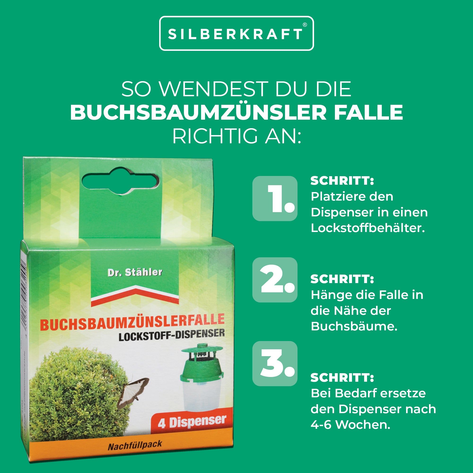 Silberkraft Buchsbaumzünsler-Falle Nachfüllpack 4 St