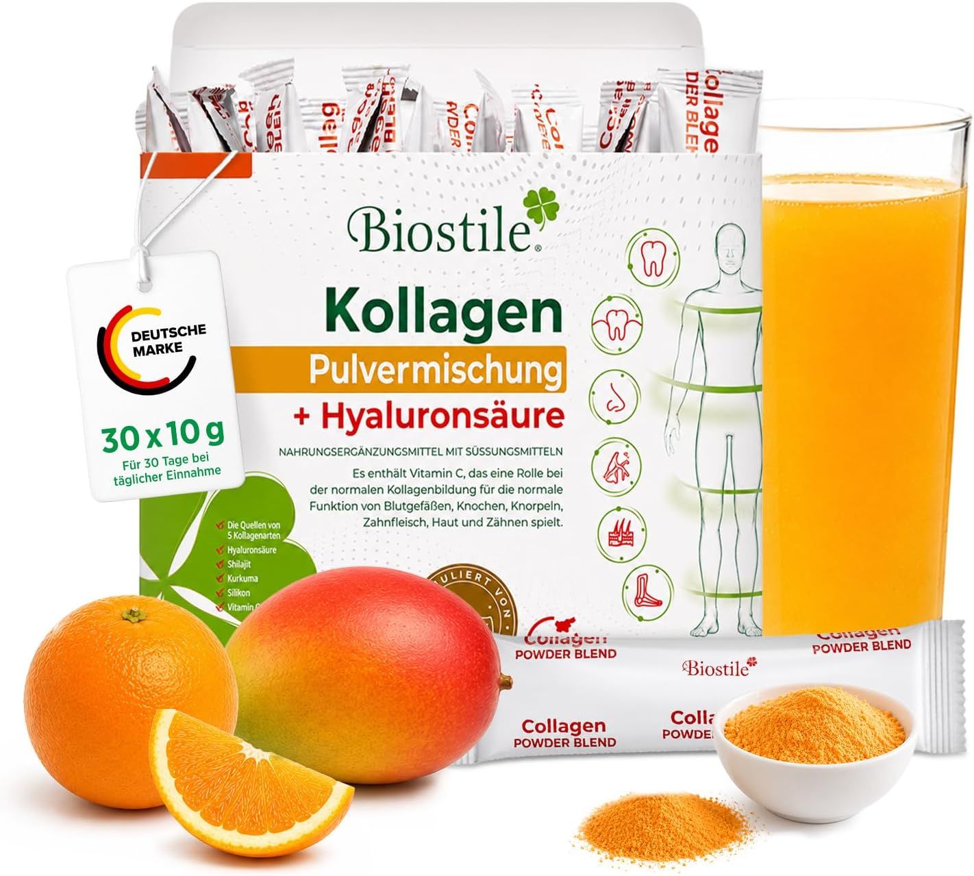 Biostile Collagen Powder Blend + Hyaluronic Acid – Kollagen Hydrolysat Pulver