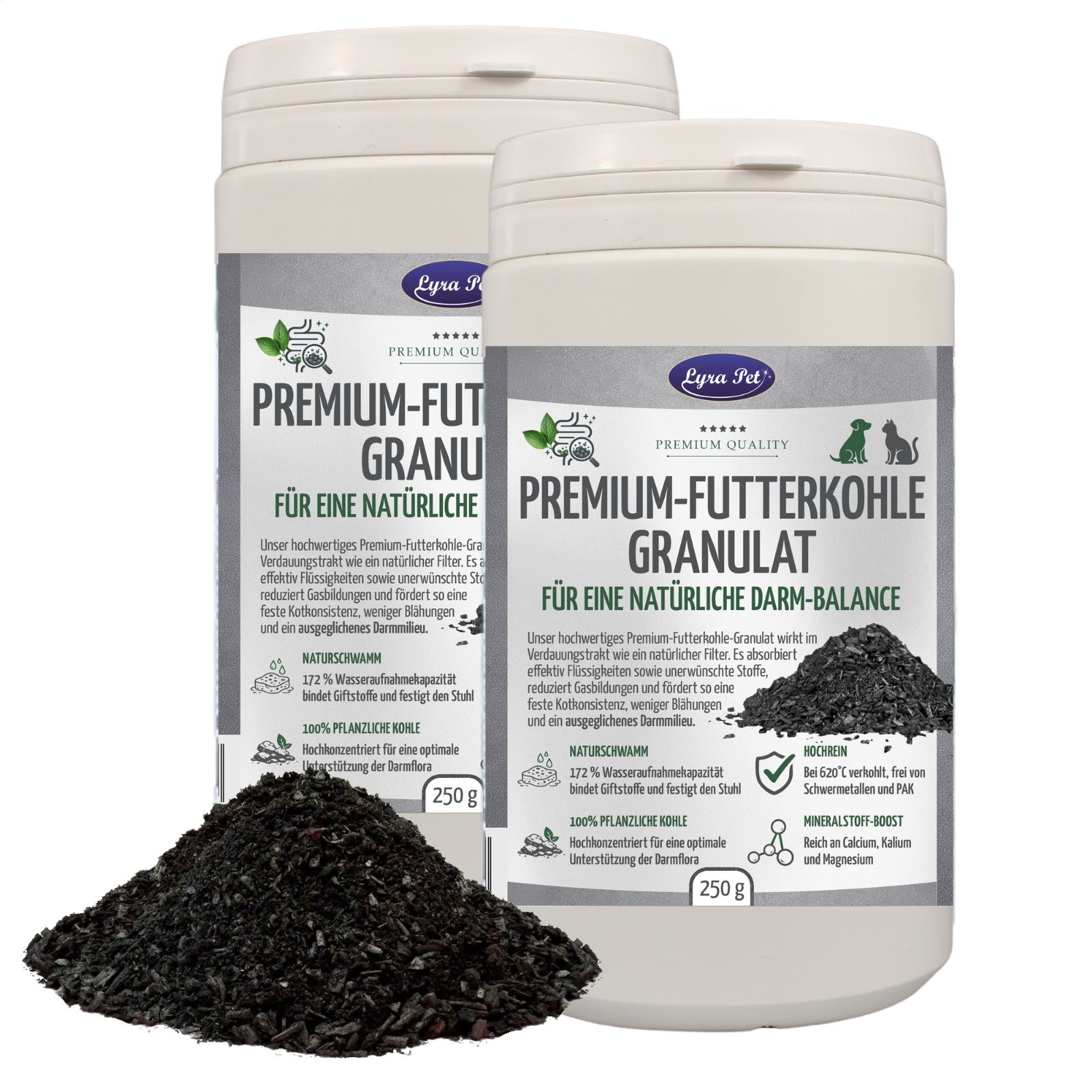 Lyra Pet® Premium-Futterkohle Pflanzenkohle Granulat für Hunde und Katzen 0,5 kg Nicht relevant