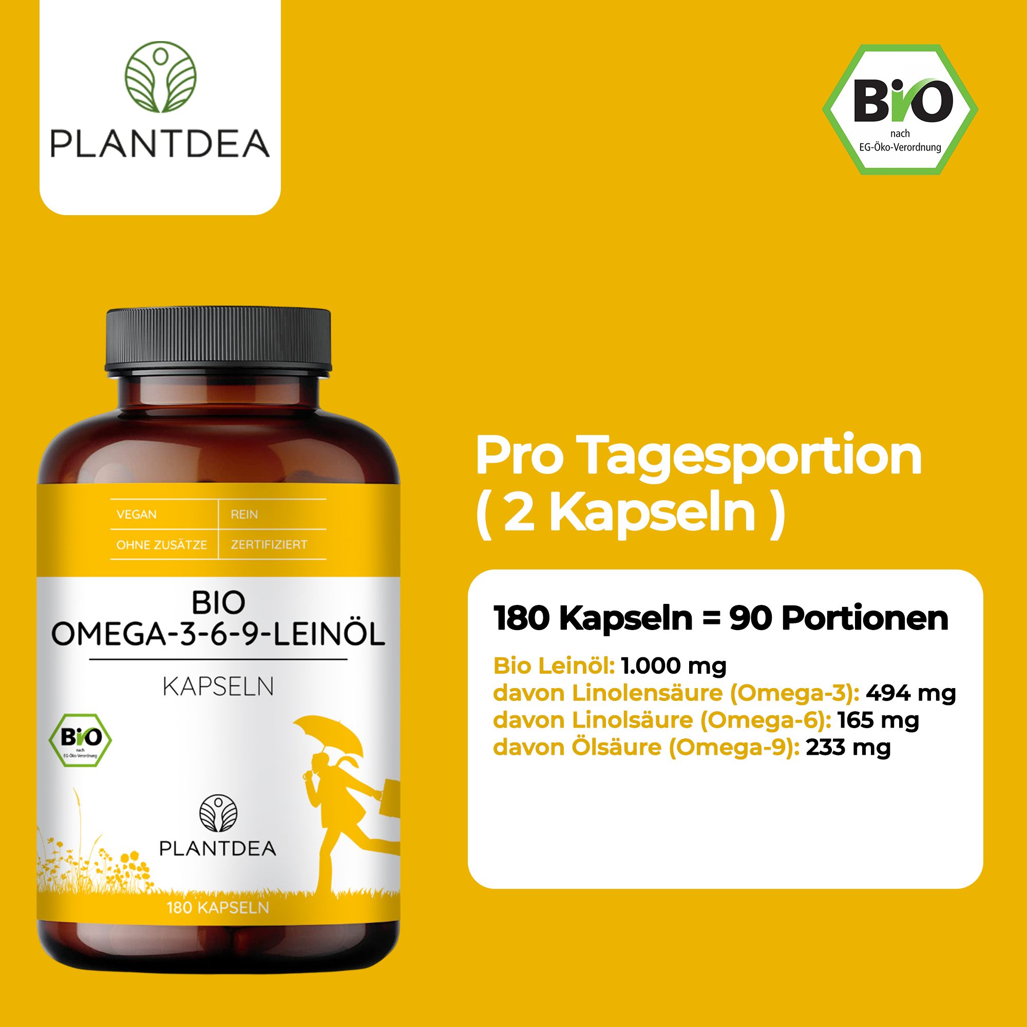 PlantDEA Bio OMEGA-3-6-9-Leinöl