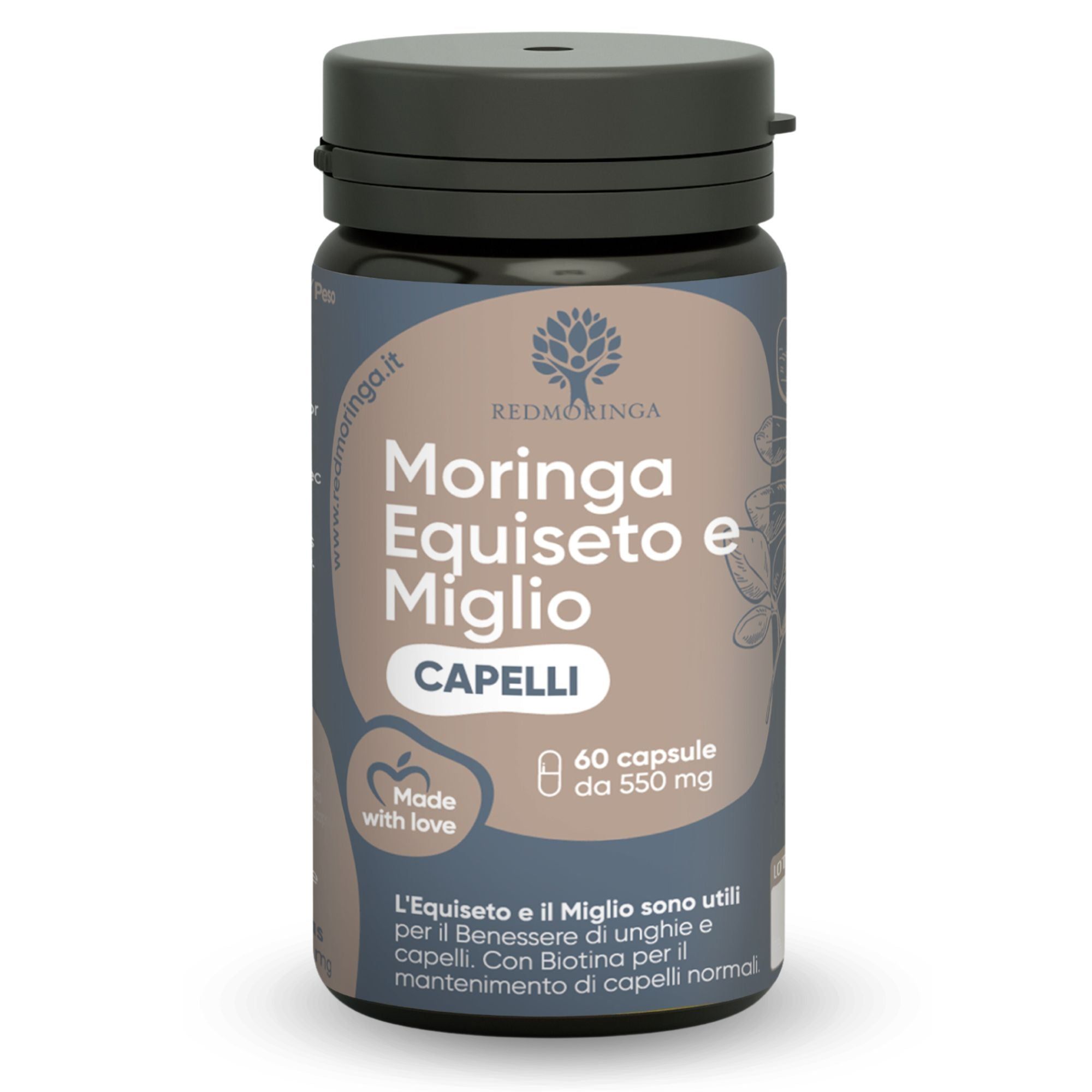 RedMoringa CAPELLI Equiseto, Miglio e Biotina 60 Capsule