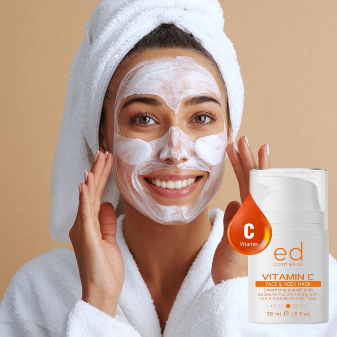 ED COSMETICS Vitamin C Gesichts- & Halsmaske – Aufhellung, Feuchtigkeit & ANTI-AGING