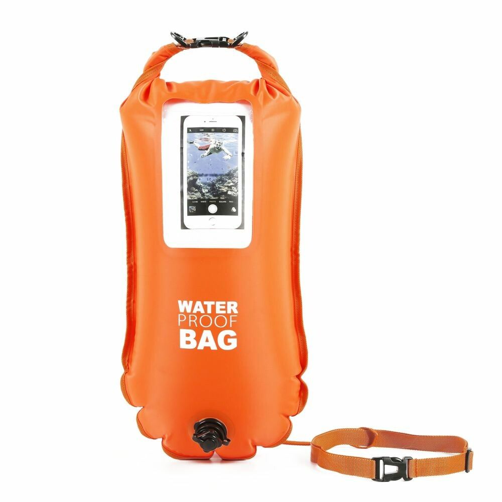 ToyToyToy, Sicherheits-Schwimmboje mit Smartphone Tasche, 36x72 cm, neon-orange, 36x72 cm,