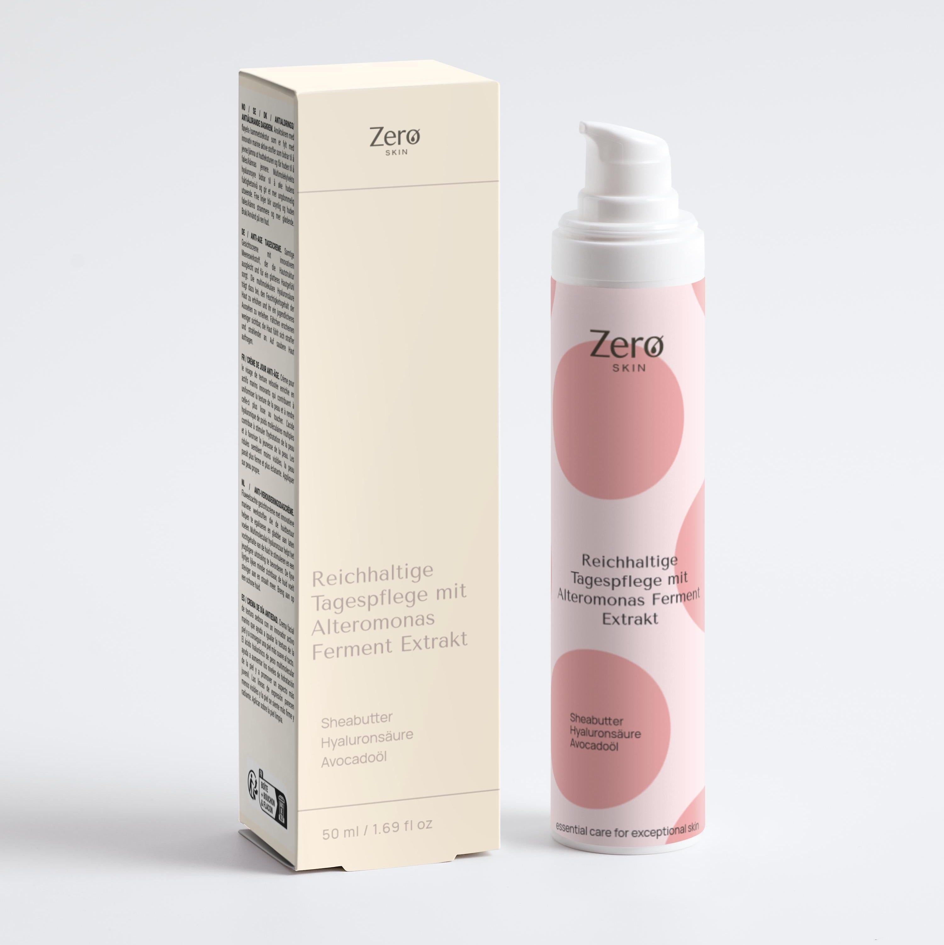 Zero Skin Reichhaltige Tagespflege mit Alteromonas Ferment, glättend und hydratisierend