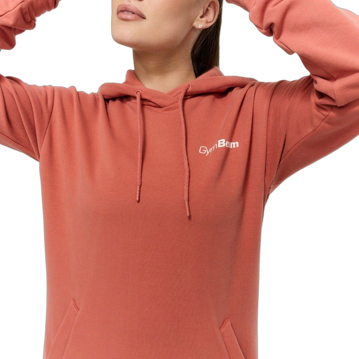GymBeam Longline Hoodie Damen Regular mit Taschen Limitless Cinnamon