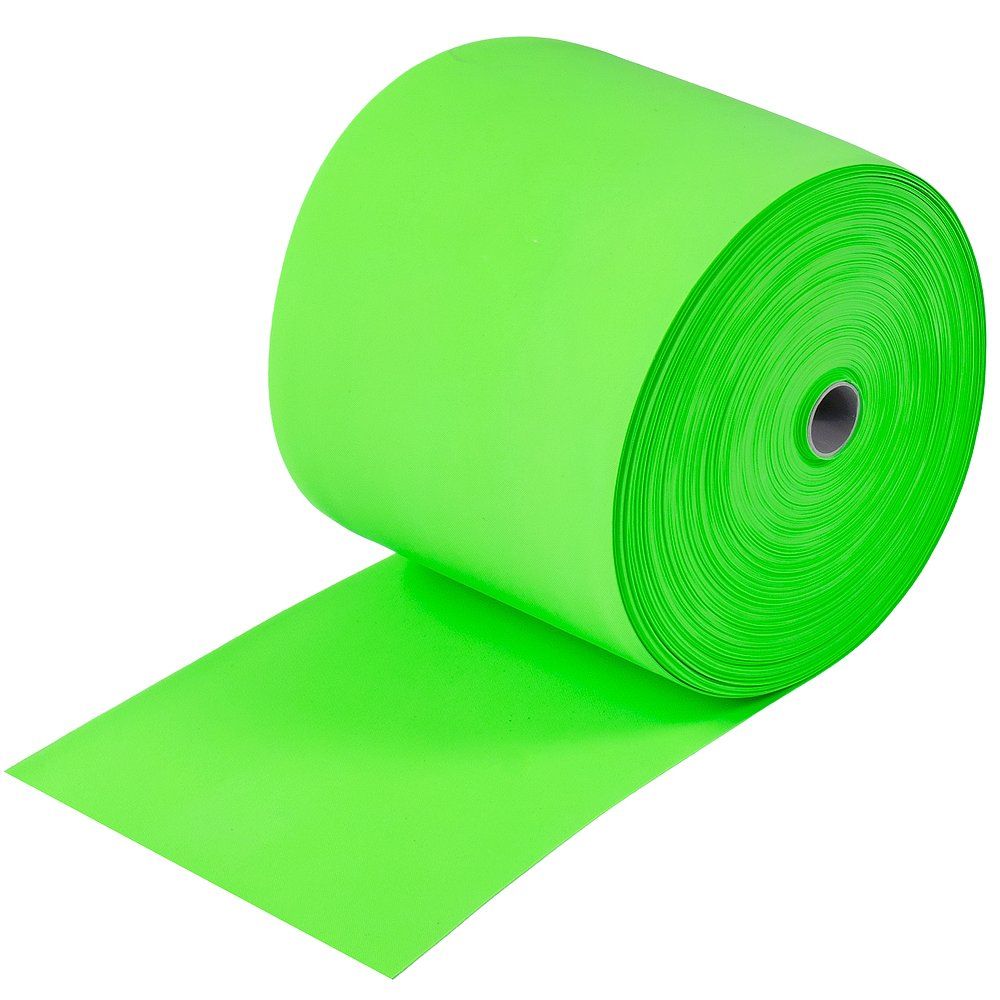 Grüne Fitnessbandrolle, teilweise abgerollt.