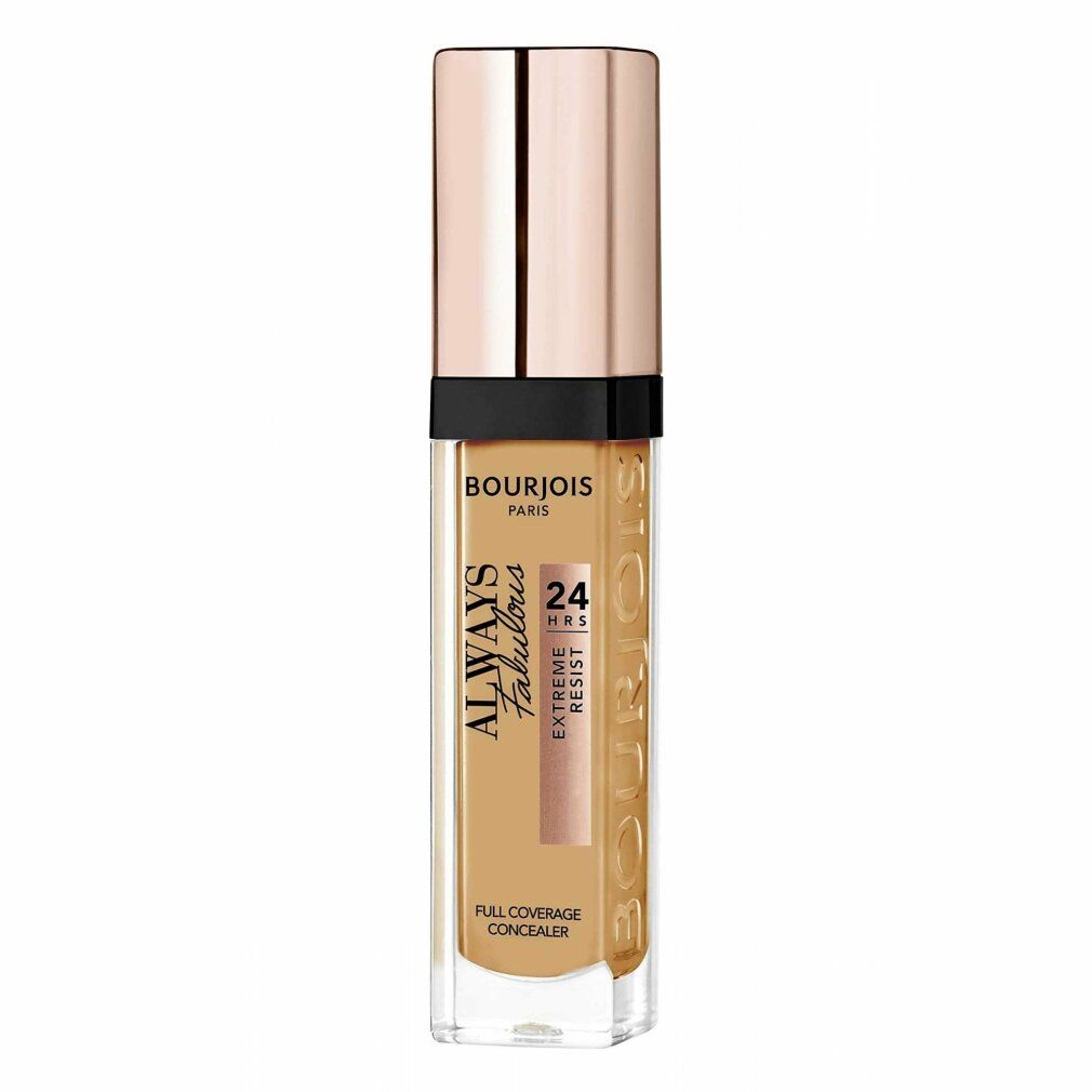 Concealer. Transparante behuizing, roségouden dop. Opschrift: Always Fabulous, 24 hrs Extreme Resist, Full Coverage Concealer.