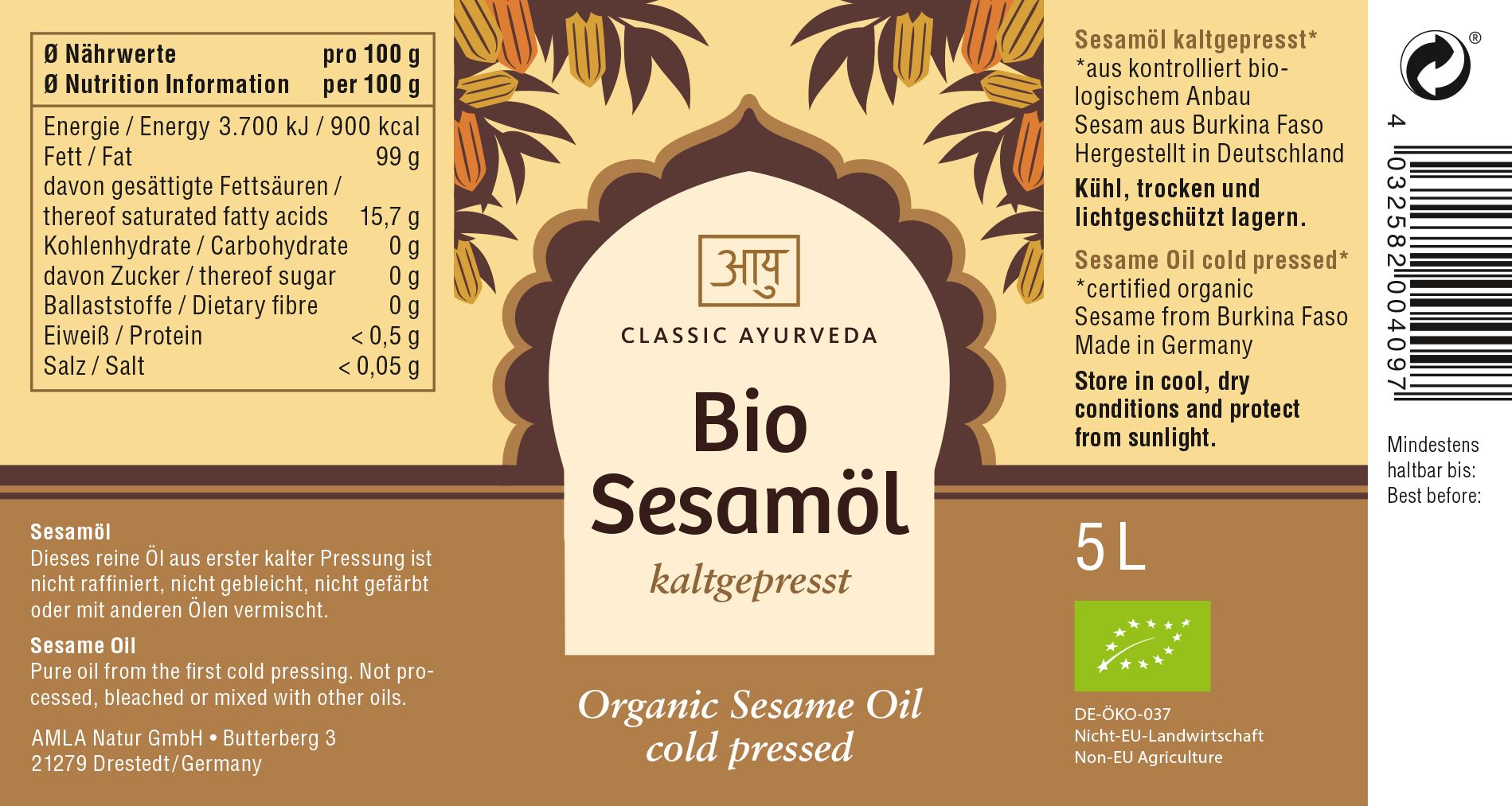 Classic Ayurveda - Sesamöl 5 l