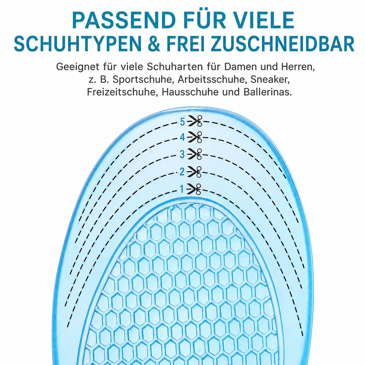 COOL-i Gel Einlegesohlen,Orthopädisch, stoßdämpfend & weich für Ferse und müde Füße, waschbar